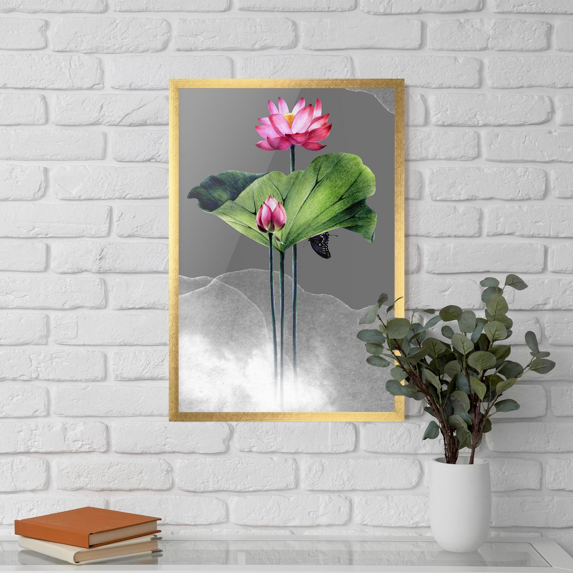 Keretezett Poszter Pink Lotus Art mockup 5