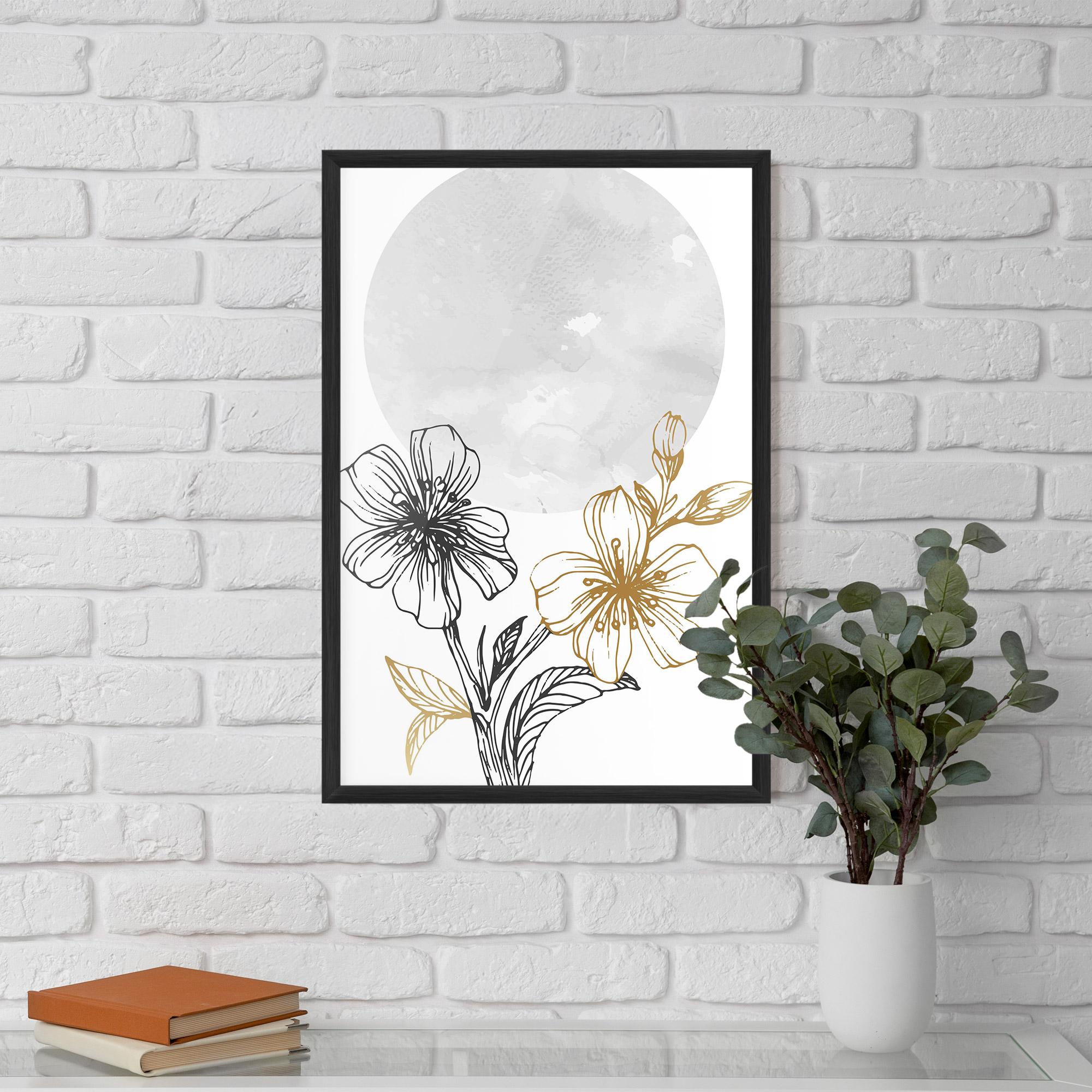 Keretezett Poszter Grey Moon Flowers mockup 5