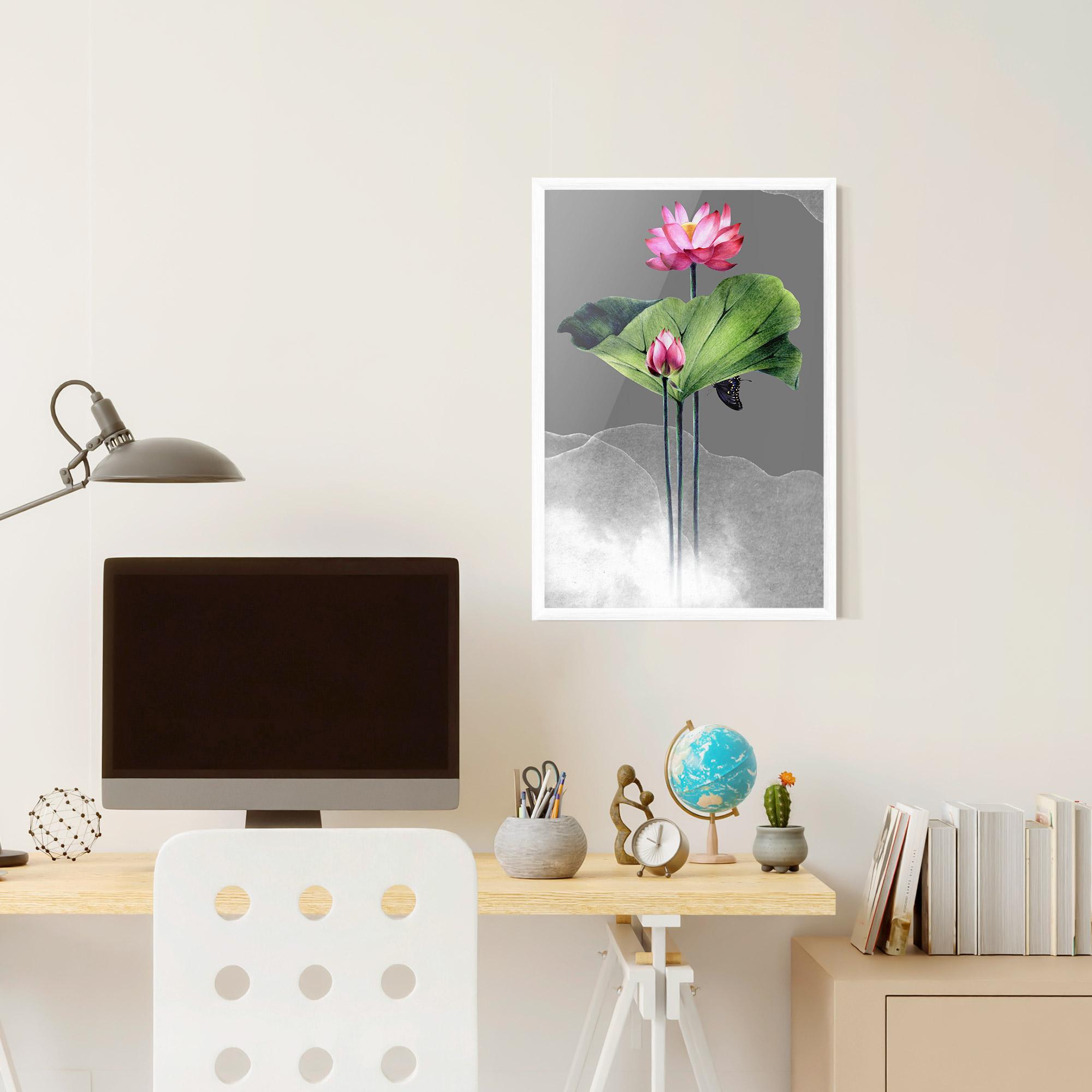 Keretezett Poszter Pink Lotus Art mockup 6