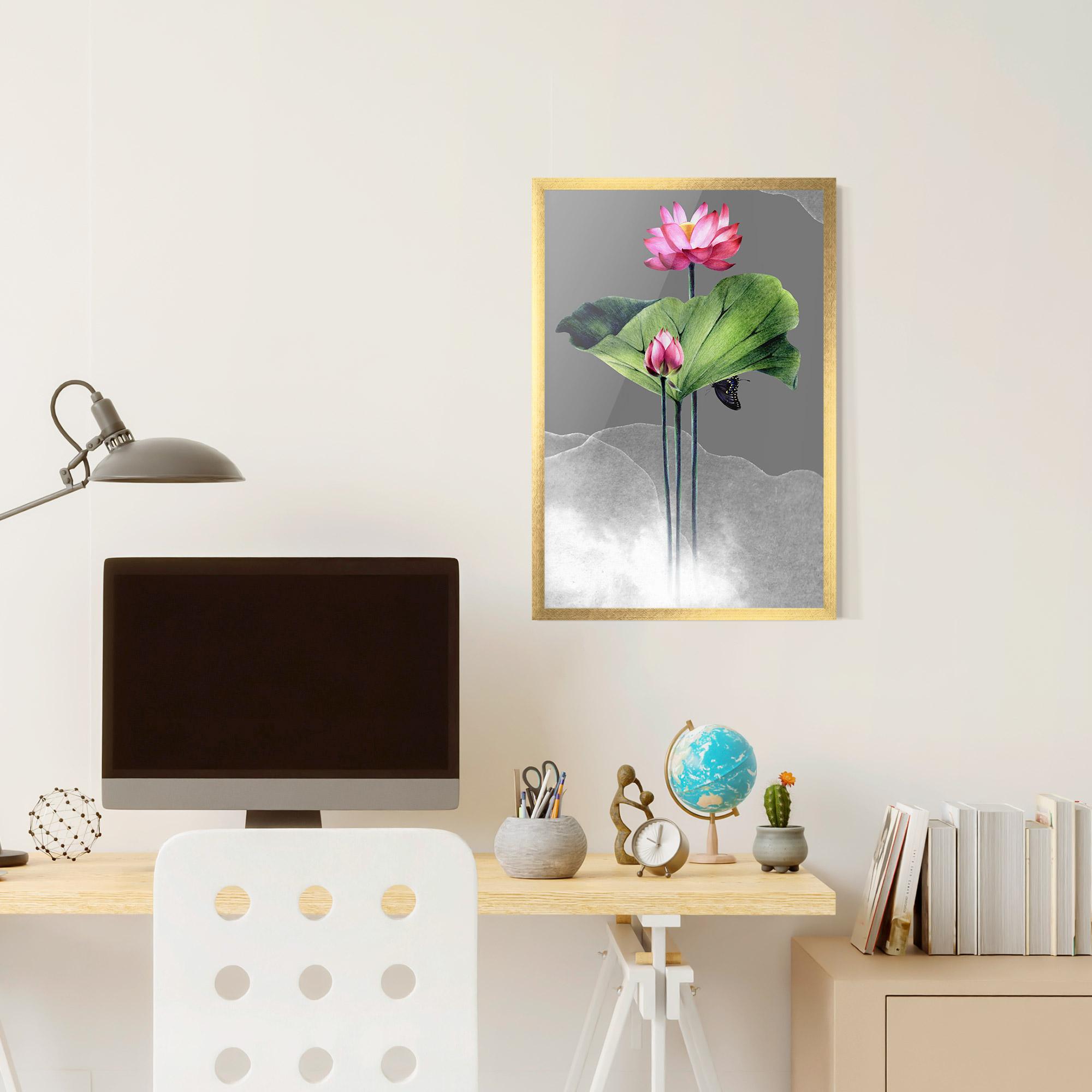 Keretezett Poszter Pink Lotus Art mockup 6