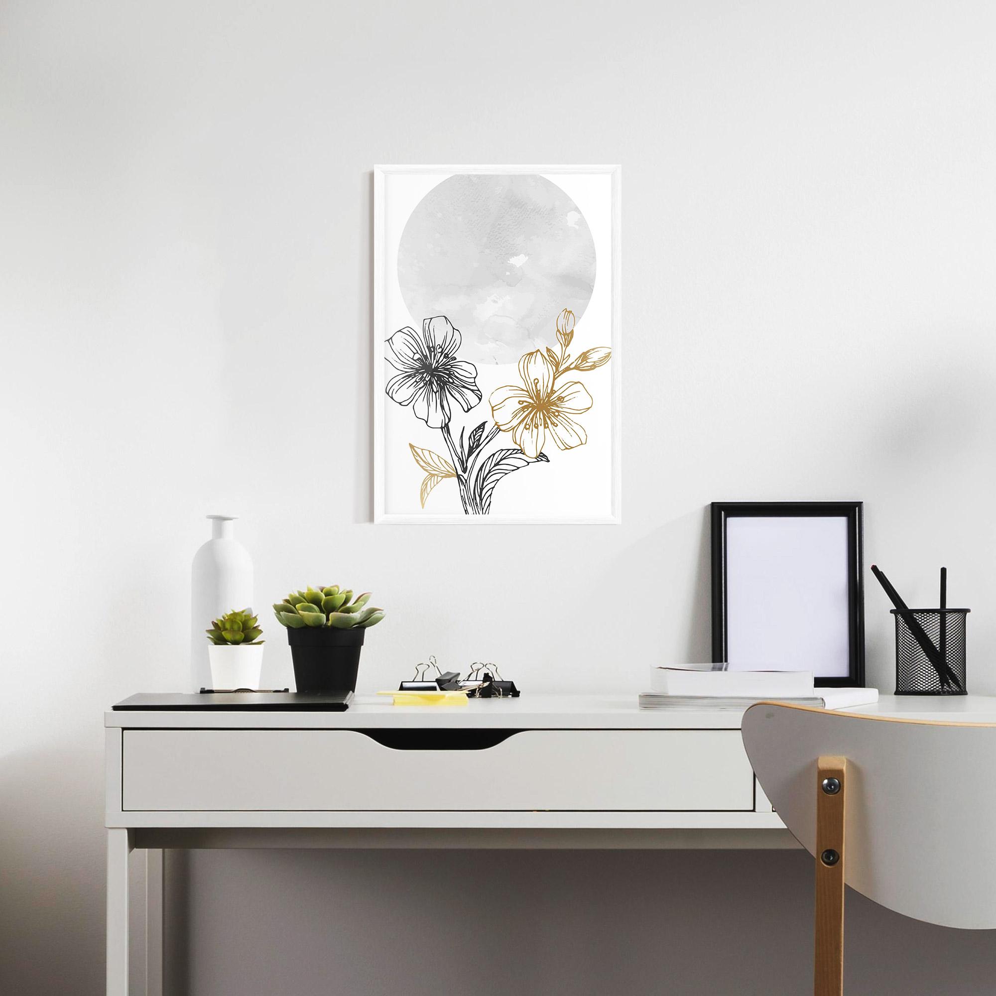 Keretezett Poszter Grey Moon Flowers mockup 7