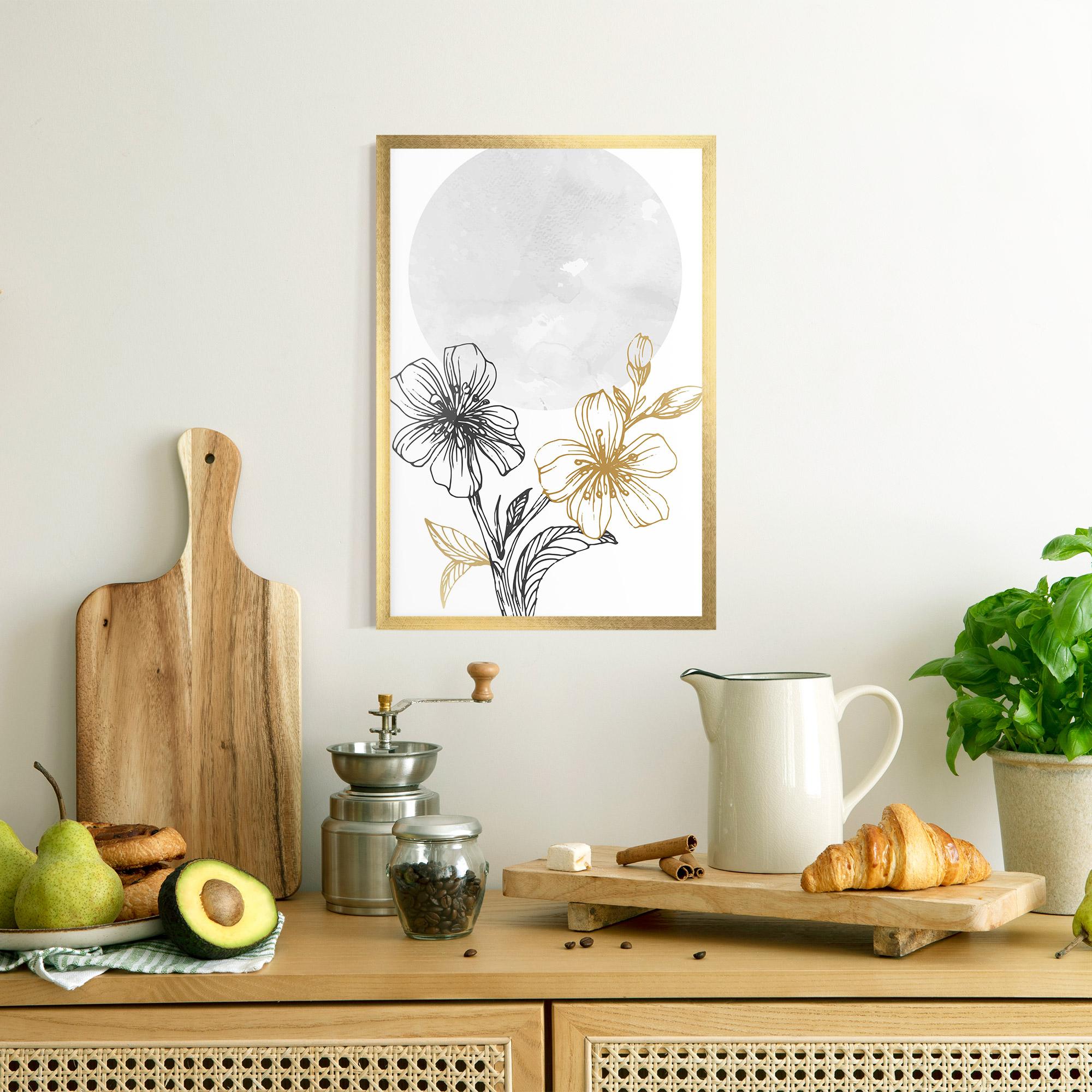 Keretezett Poszter Grey Moon Flowers mockup 8