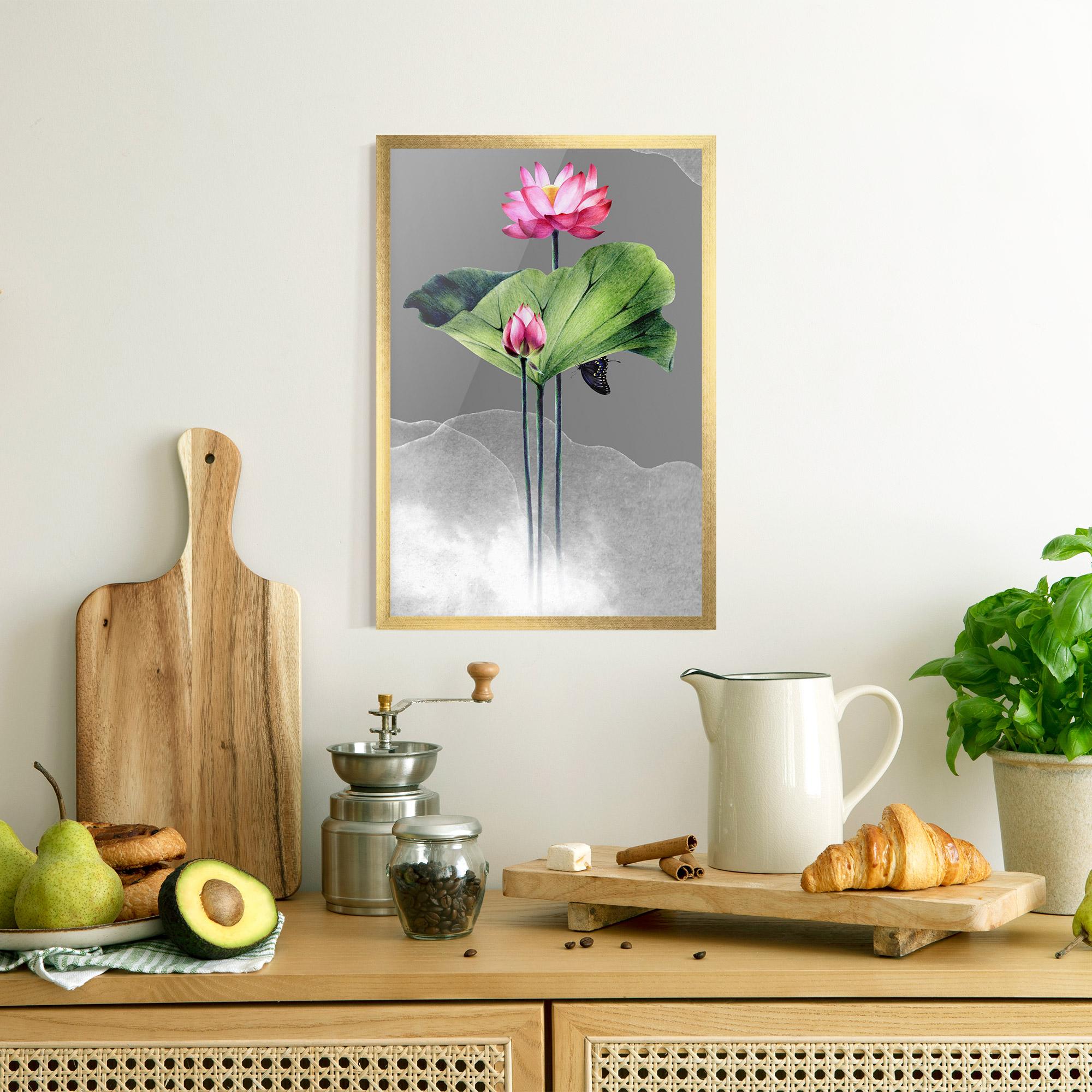 Keretezett Poszter Pink Lotus Art mockup 8