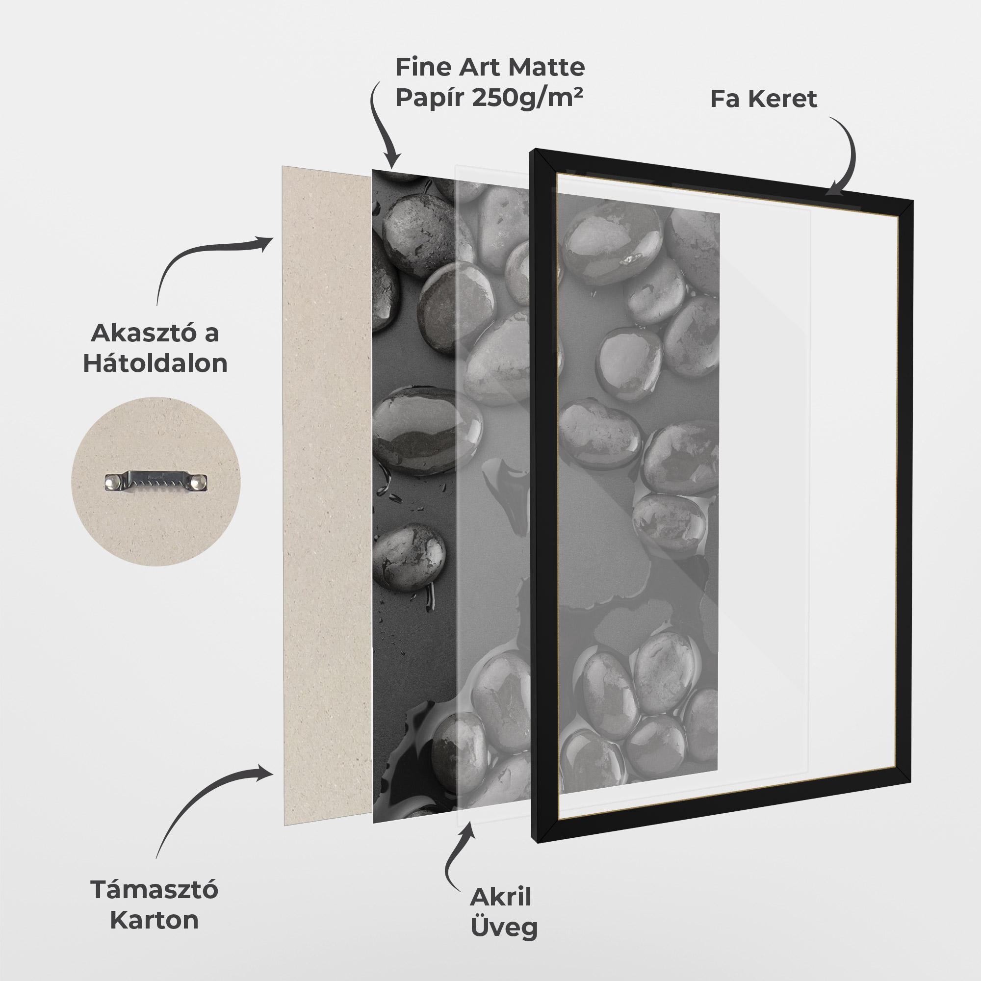 Keretezett Poszter Grey Shiny Stones mockup 1