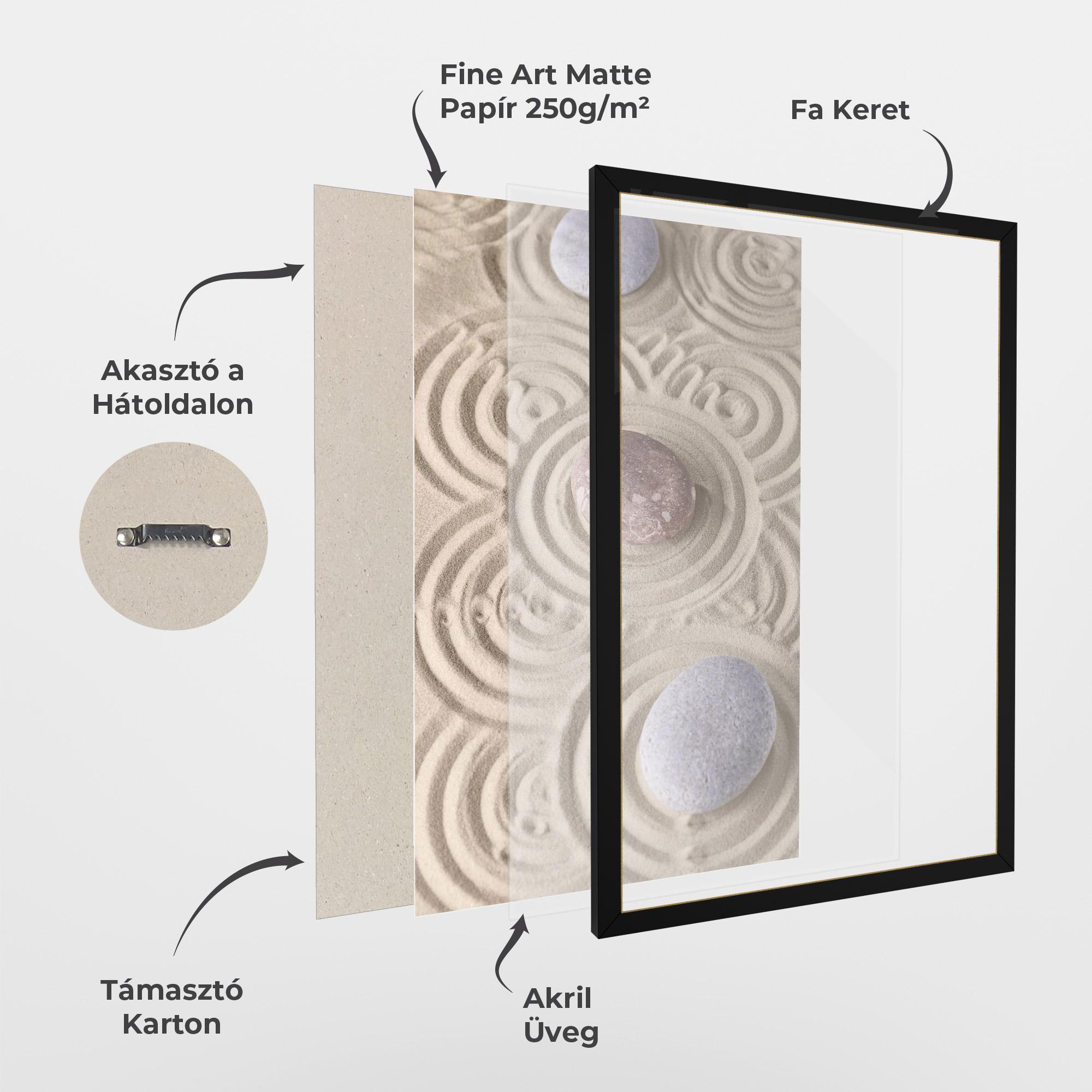 Keretezett Poszter Smooth Lines Stones mockup 1