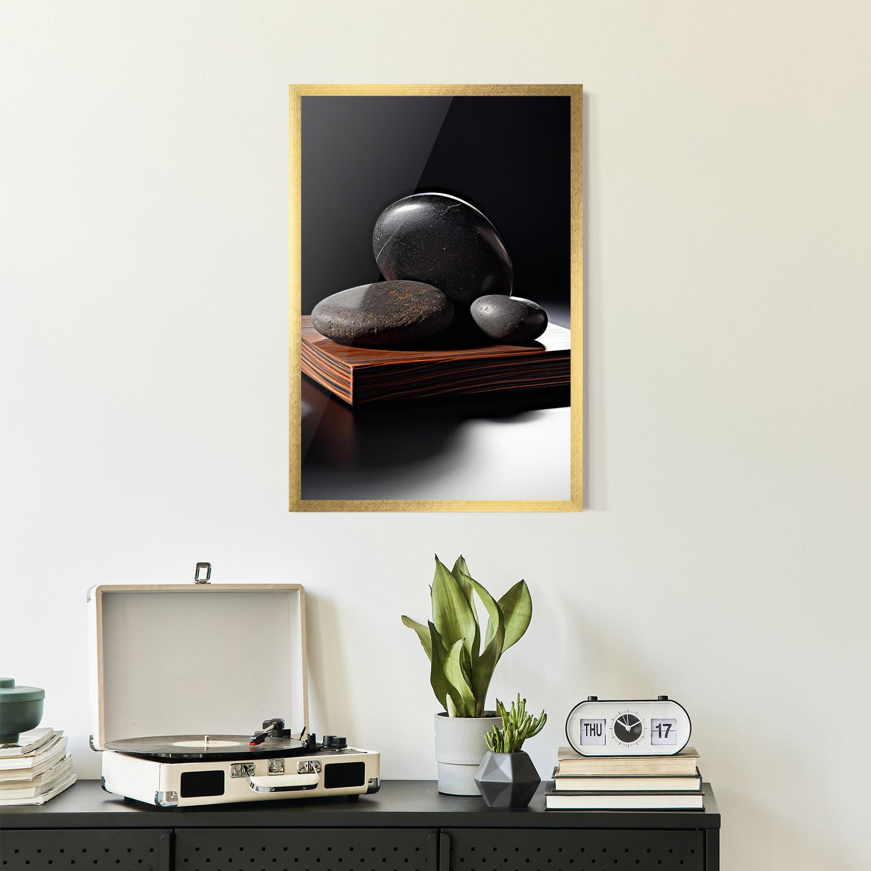 Keretezett Poszter Black Zen Stones mockup 2