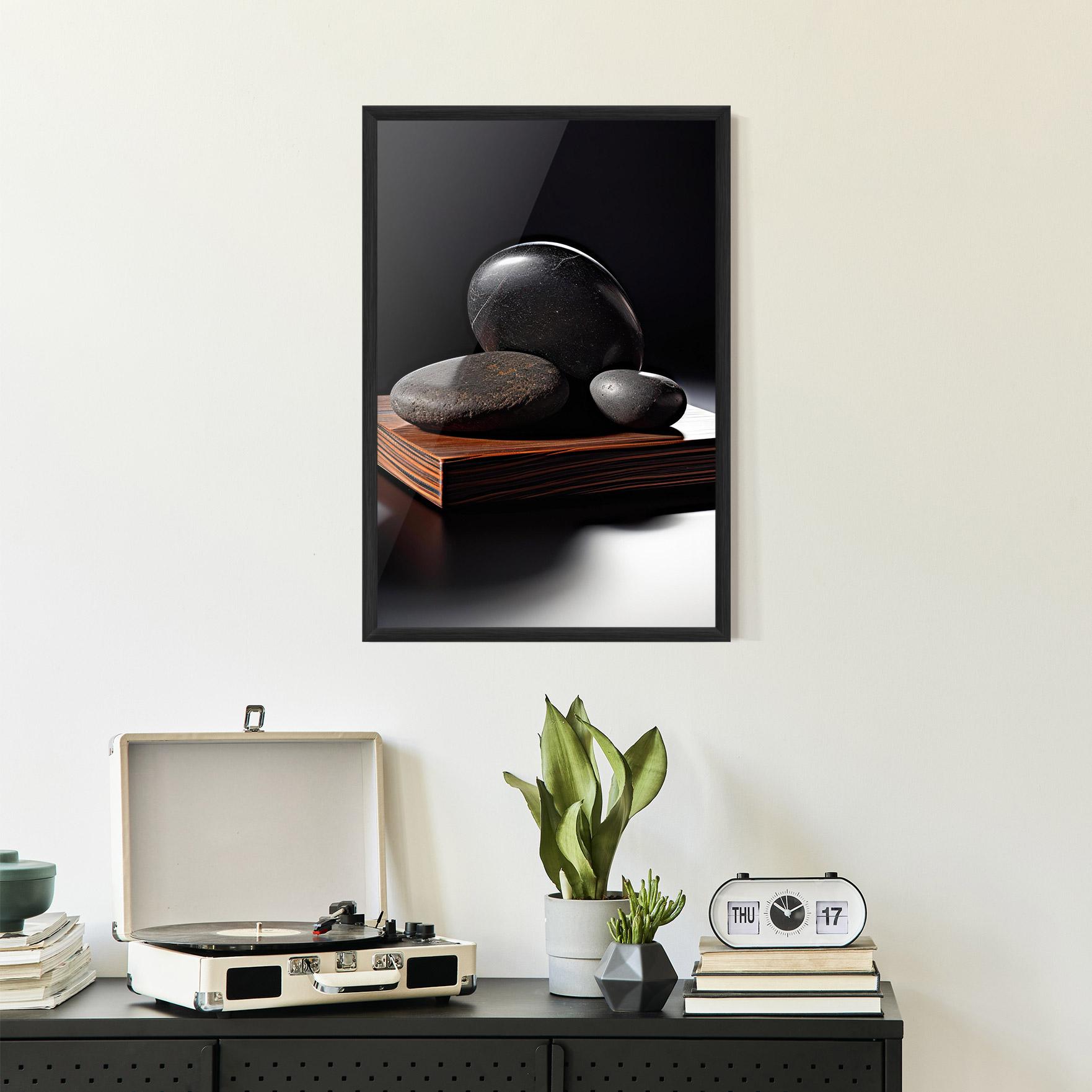 Keretezett Poszter Black Zen Stones mockup 2