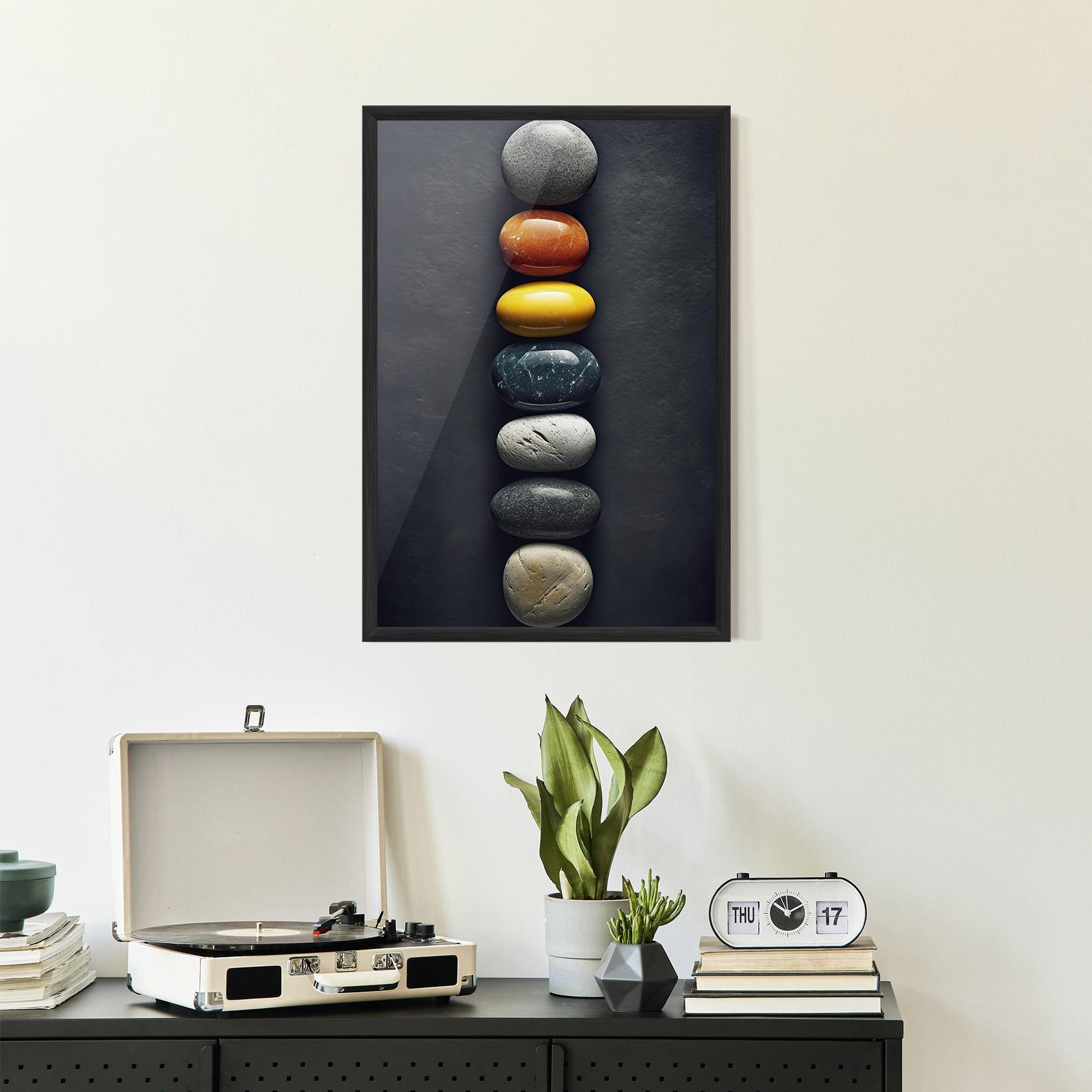 Keretezett Poszter Zen Colorful Stones mockup 2