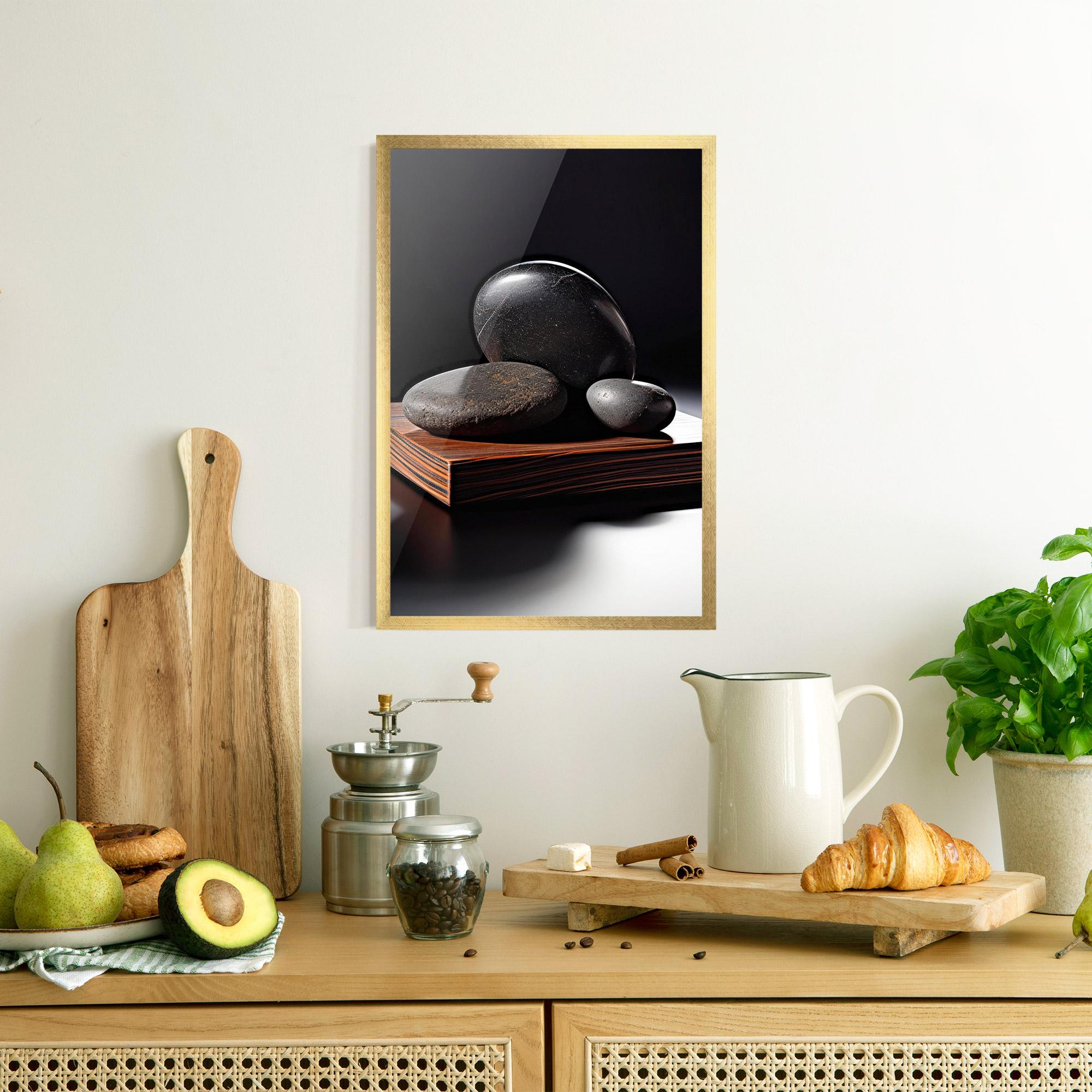 Keretezett Poszter Black Zen Stones mockup 8