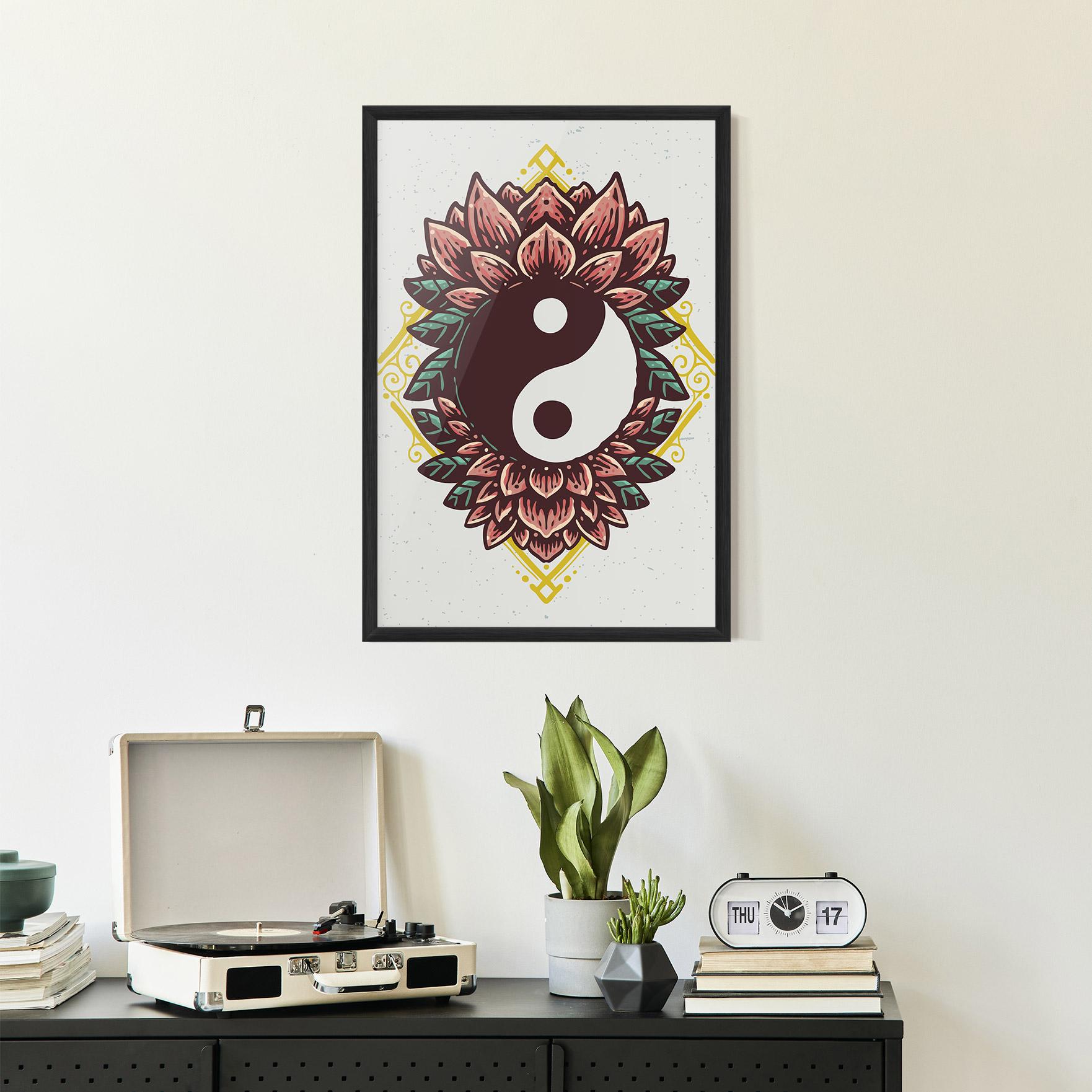 Keretezett Poszter Yinyang Flower mockup 2