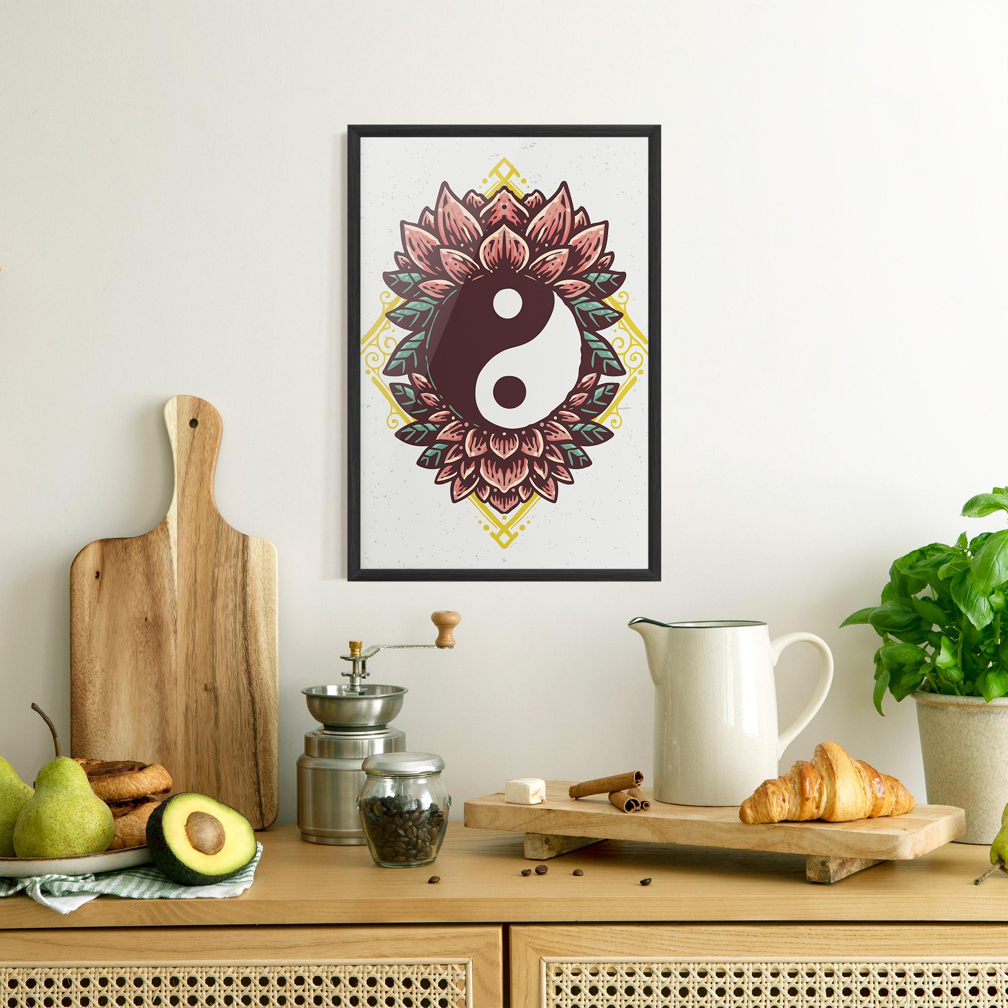 Keretezett Poszter Yinyang Flower mockup 8