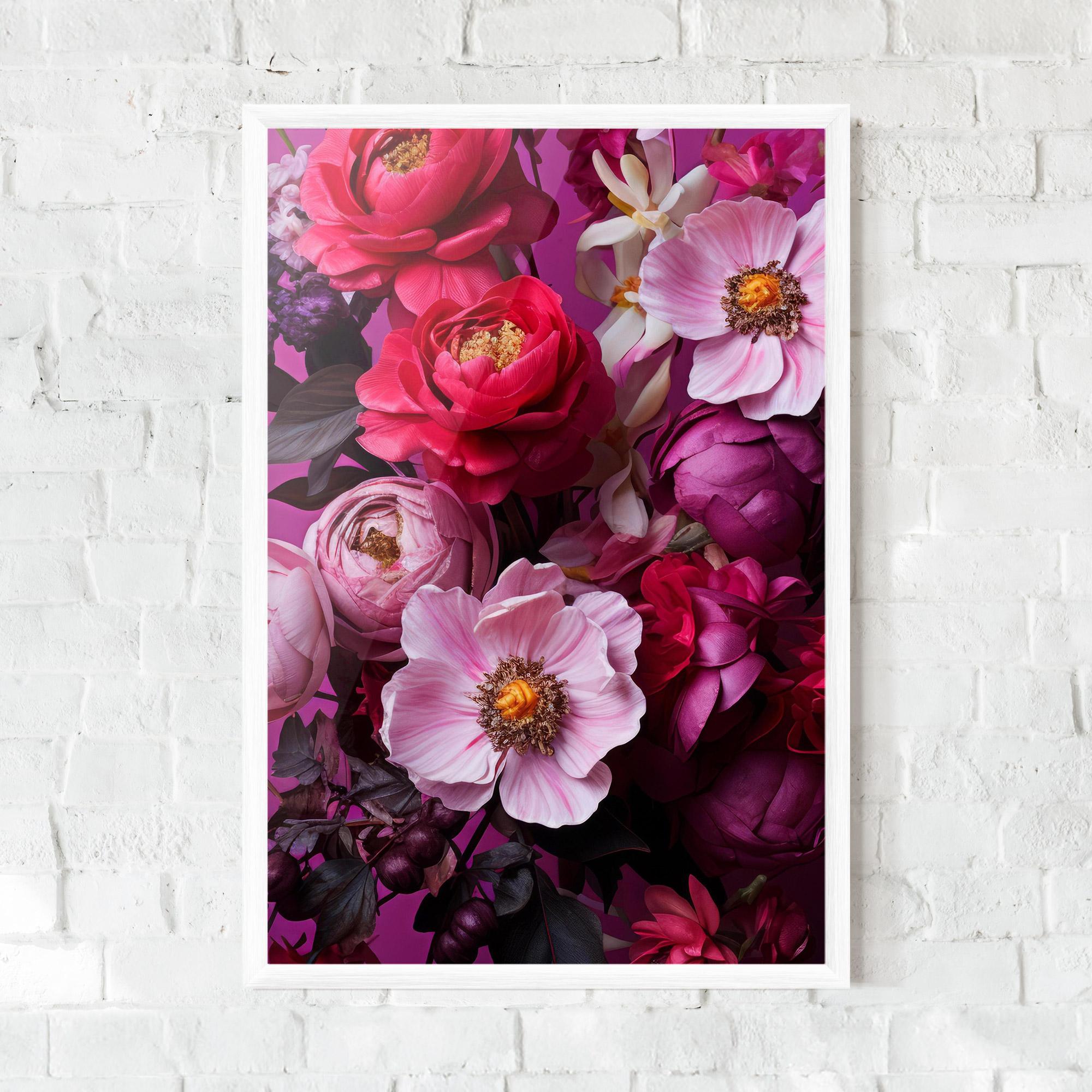 Keretezett Poszter Pink Red Bouquet mockup 0