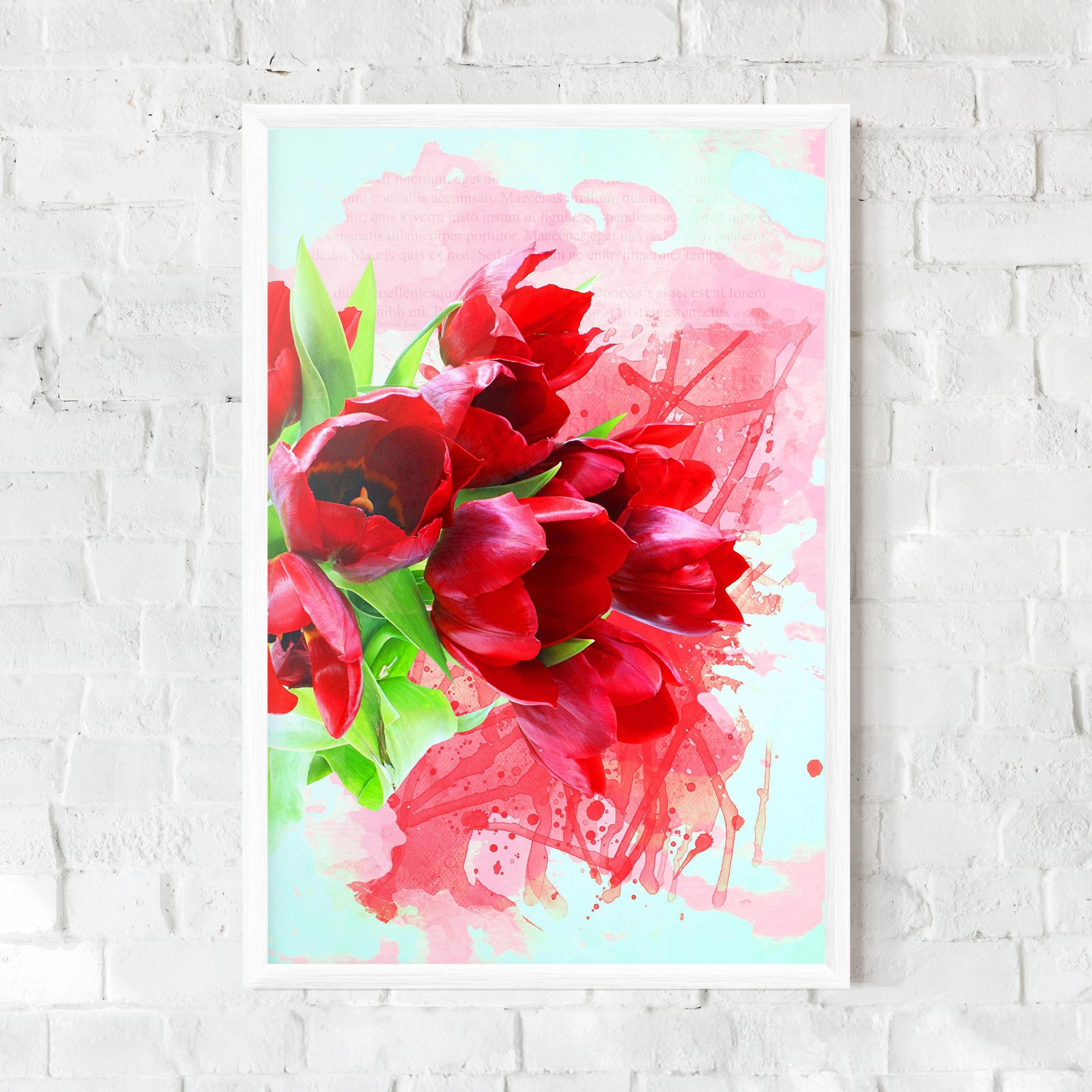 Keretezett Poszter Red Tulips Bouquet mockup 0