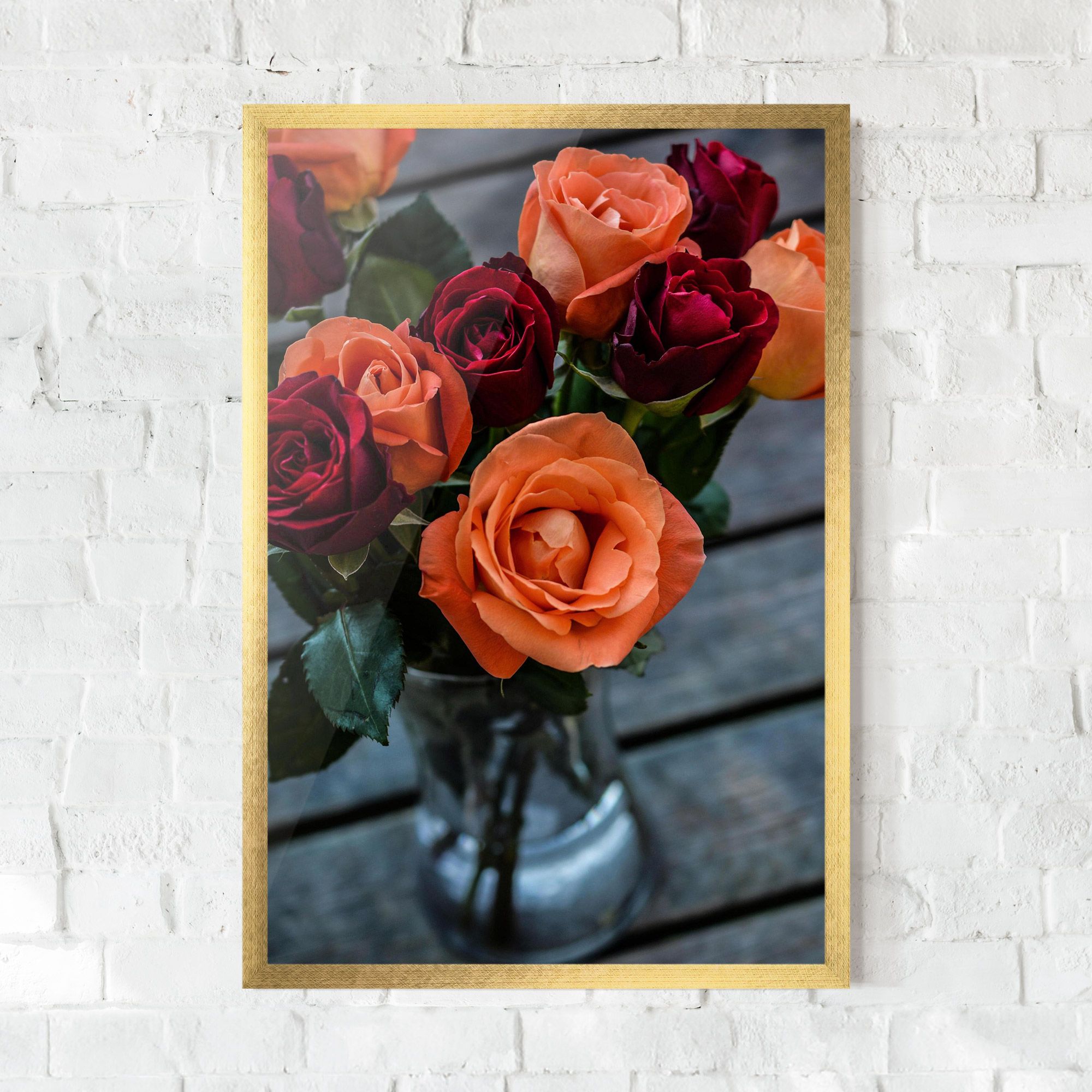 Red Orange Roses Bouquet mockup 0