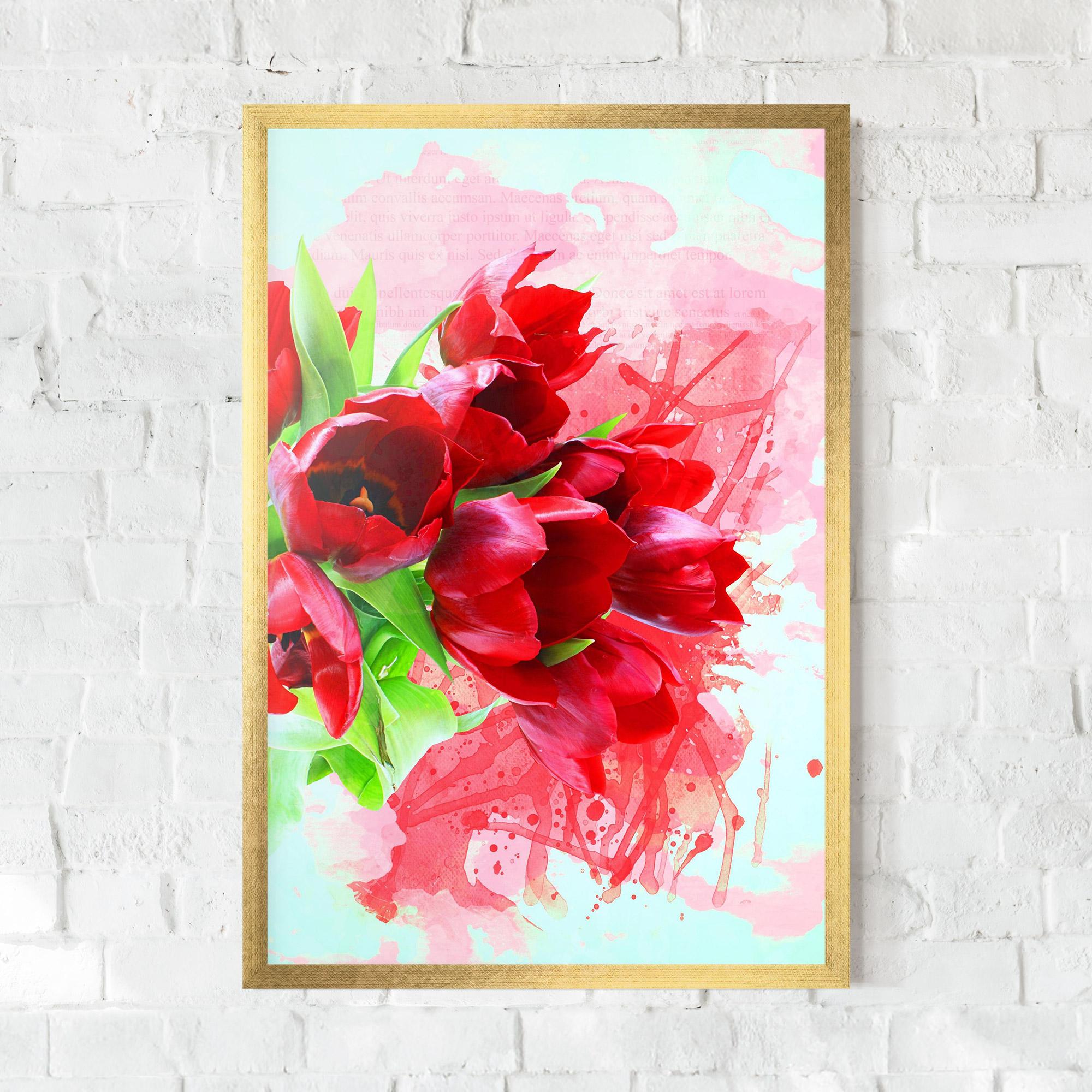 Keretezett Poszter Red Tulips Bouquet mockup 0