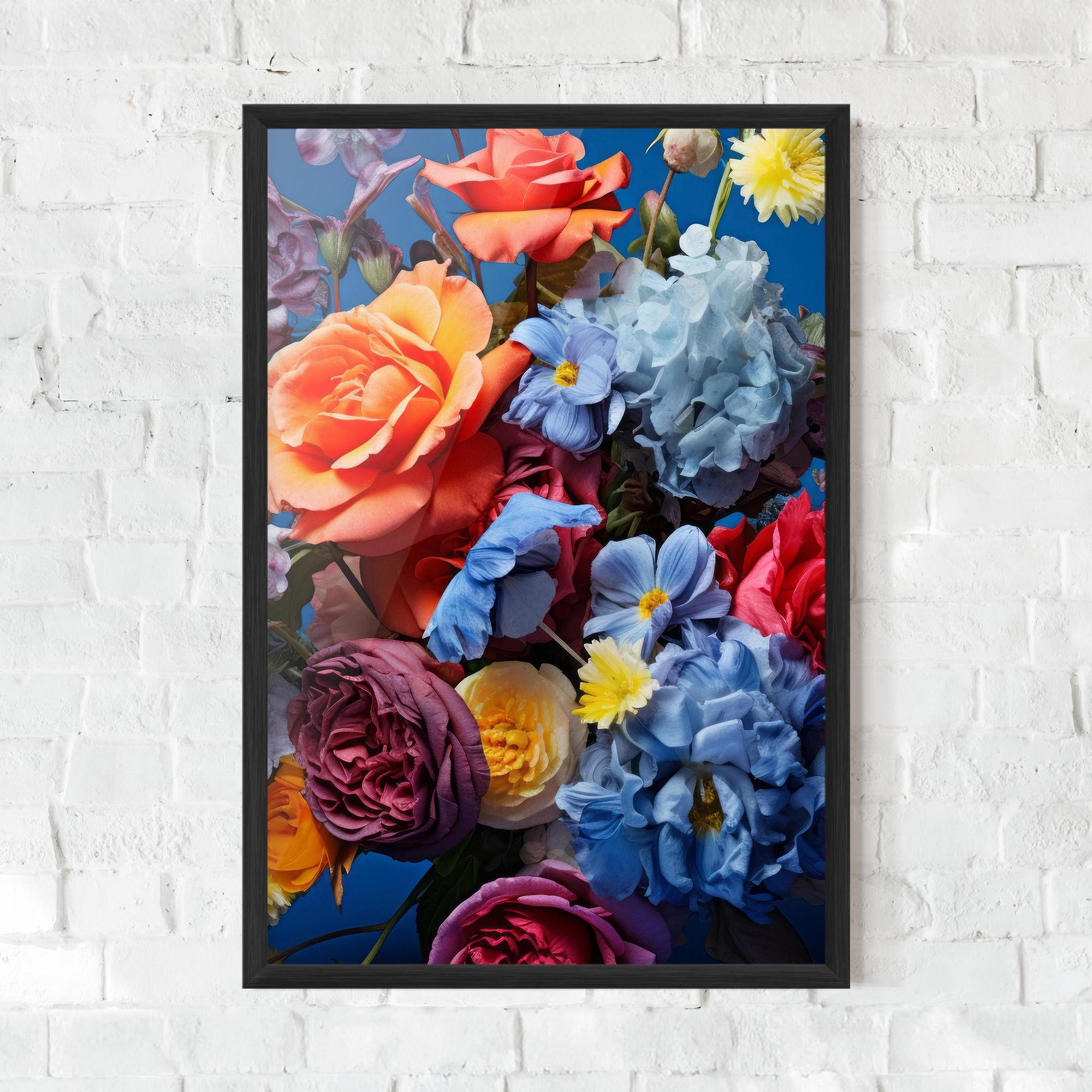 Keretezett Poszter Blue Orange Bouquet mockup 0