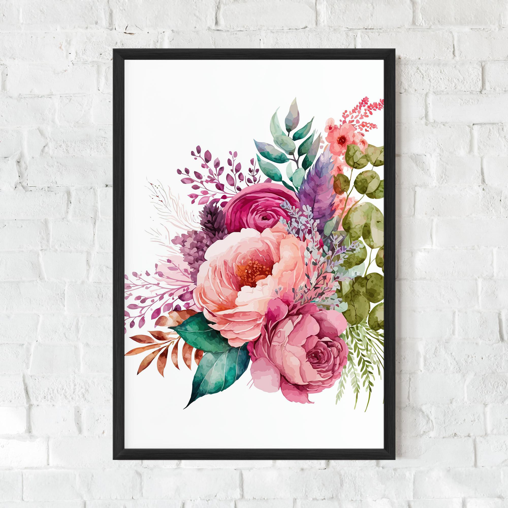 Keretezett Poszter Bouquet Of Pink Roses mockup 0