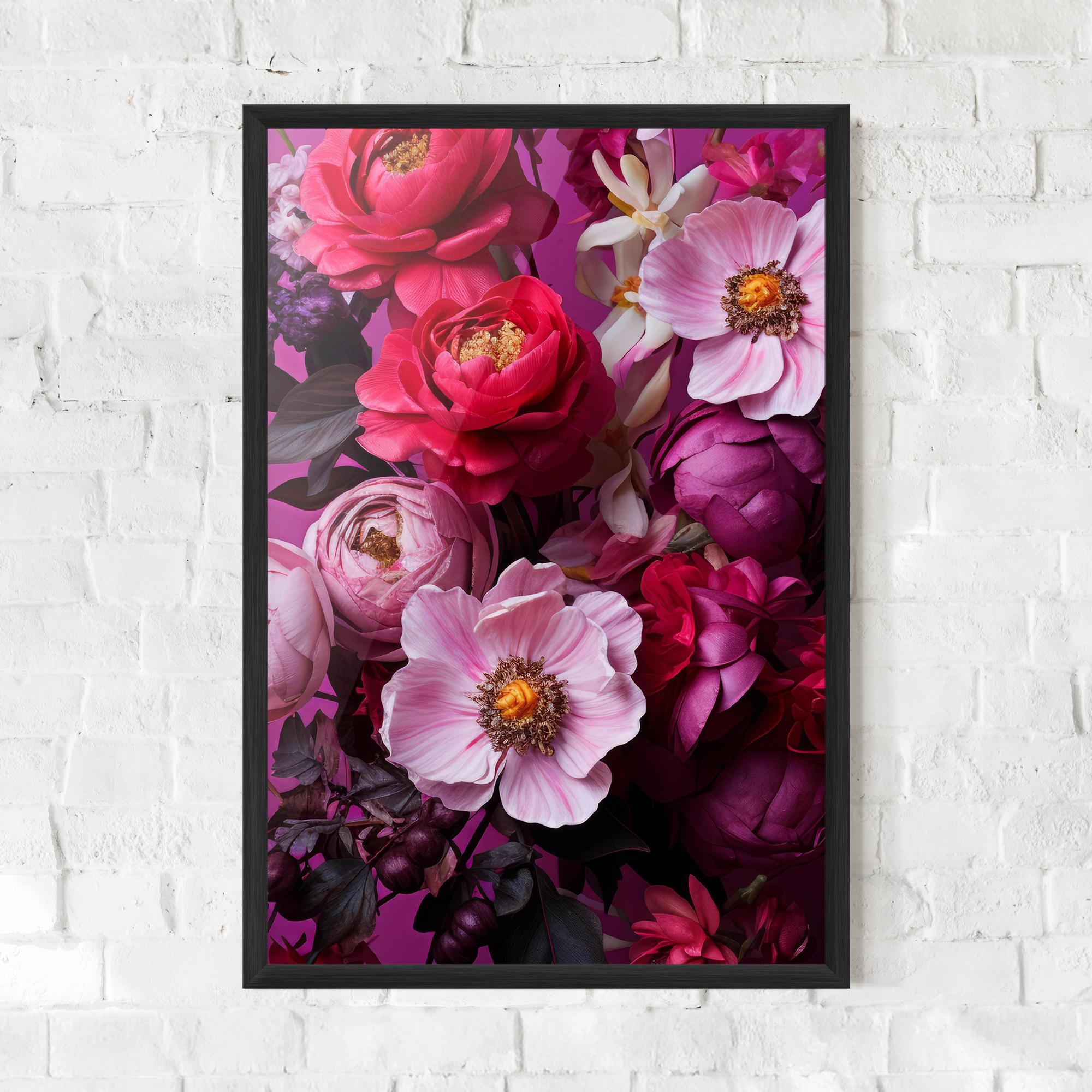 Keretezett Poszter Pink Red Bouquet mockup 0