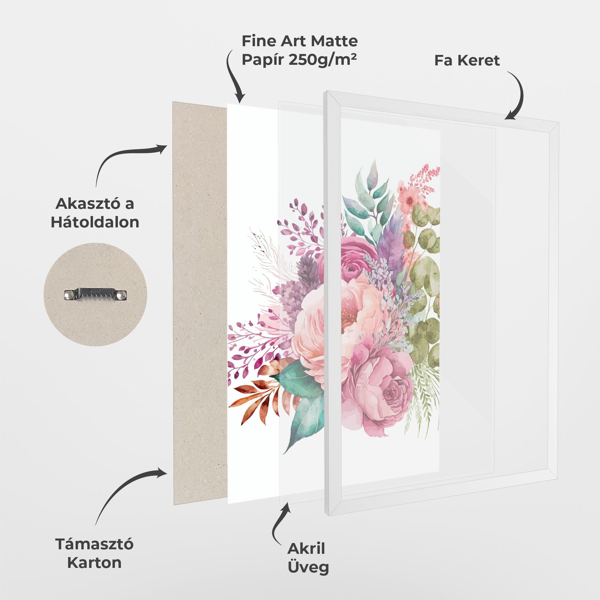 Keretezett Poszter Bouquet Of Pink Roses mockup 1