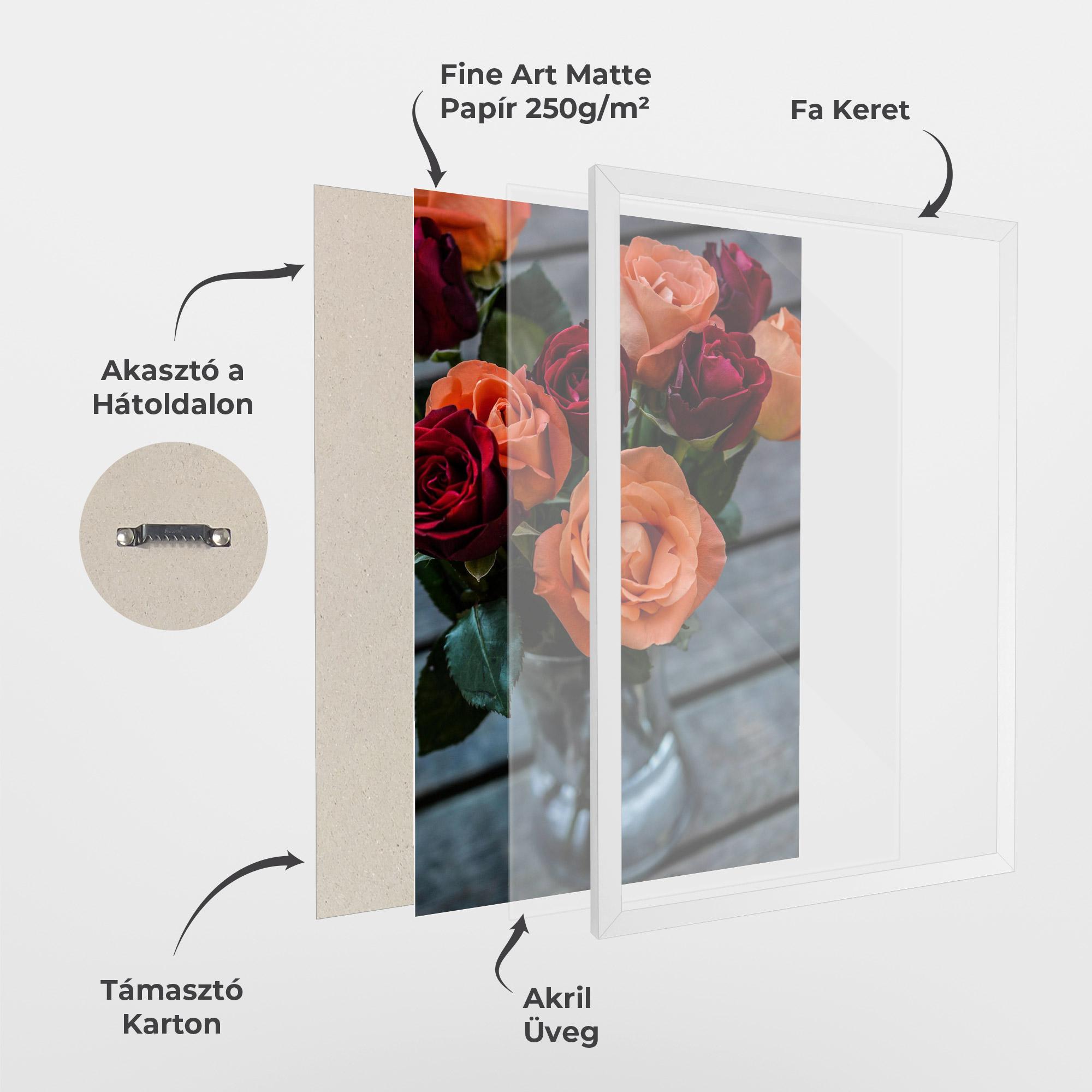 Keretezett Poszter Red Orange Roses Bouquet mockup 1