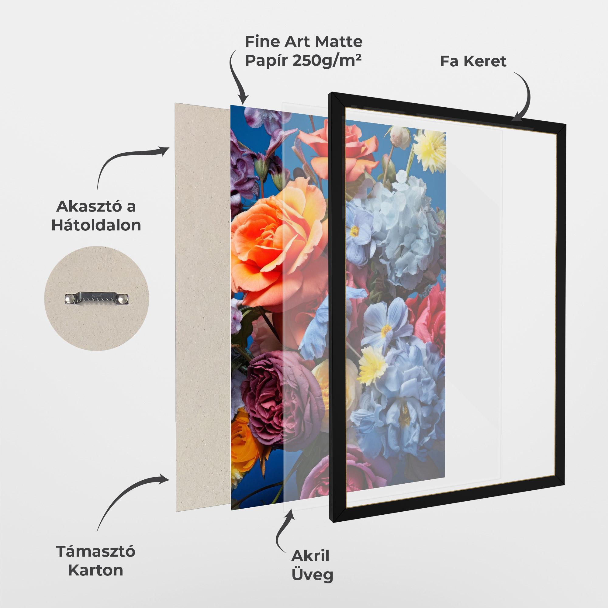 Keretezett Poszter Blue Orange Bouquet mockup 1