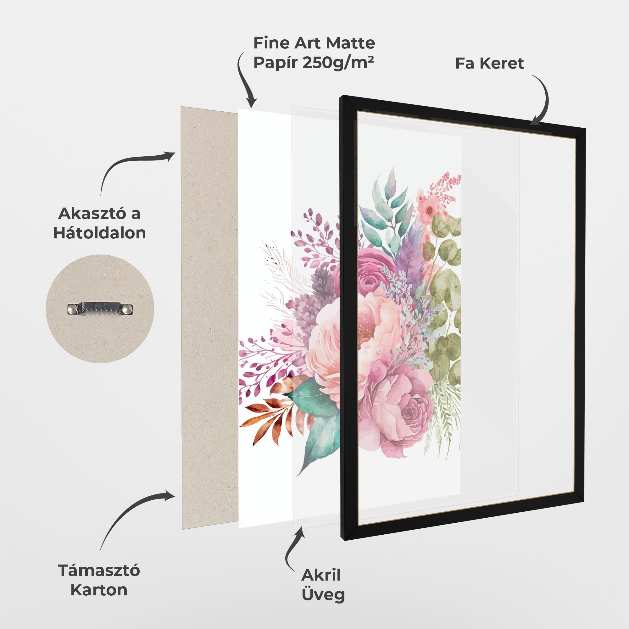 Keretezett Poszter Bouquet Of Pink Roses mockup 1