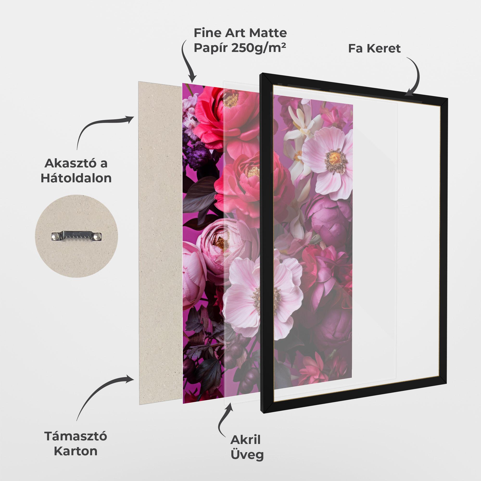 Keretezett Poszter Pink Red Bouquet mockup 1
