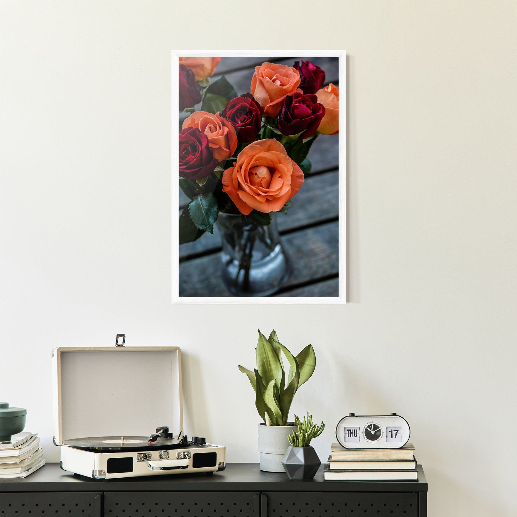 Red Orange Roses Bouquet mockup 2