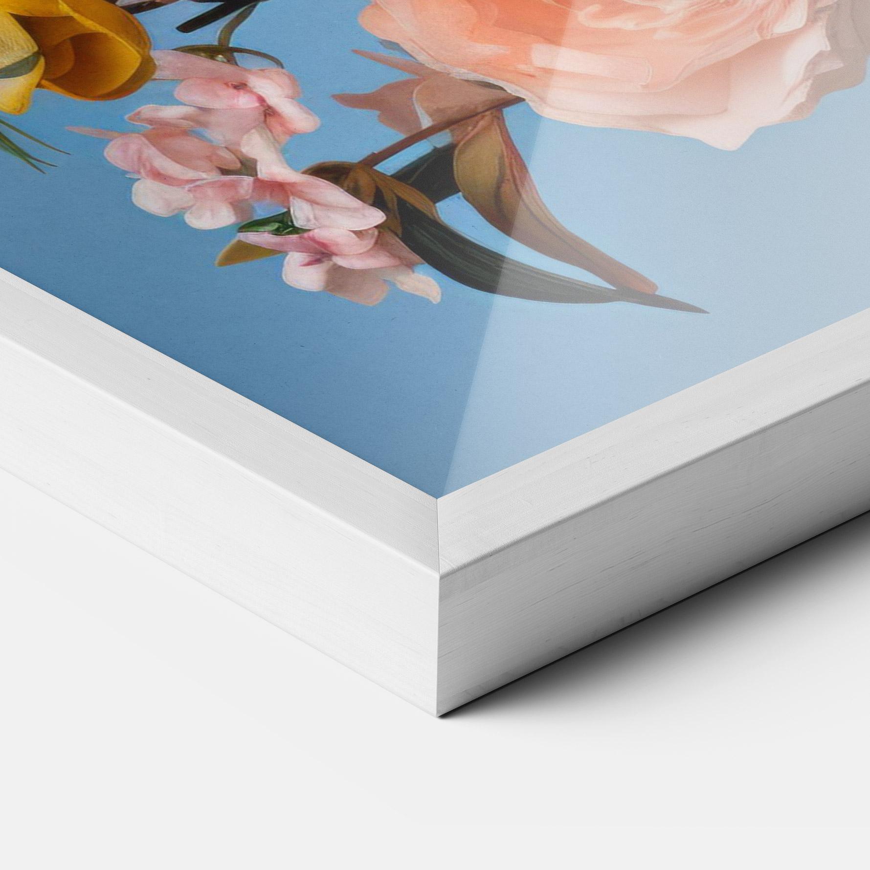 Keretezett Poszter Flower Mix On Blue mockup 3
