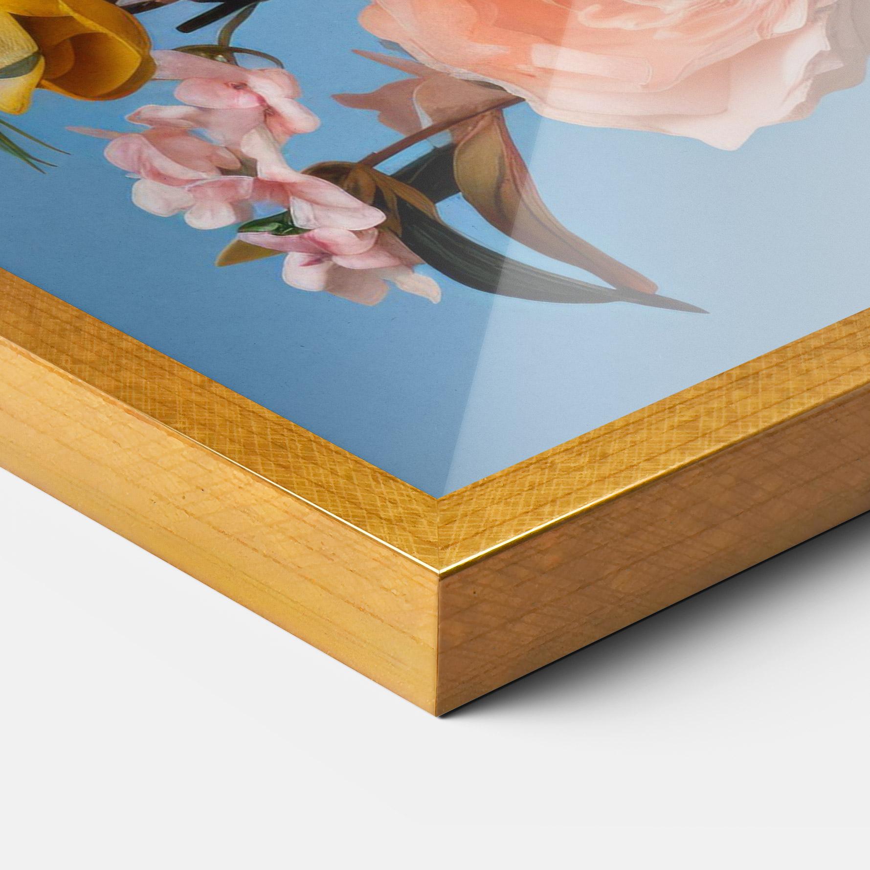 Keretezett Poszter Flower Mix On Blue mockup 3