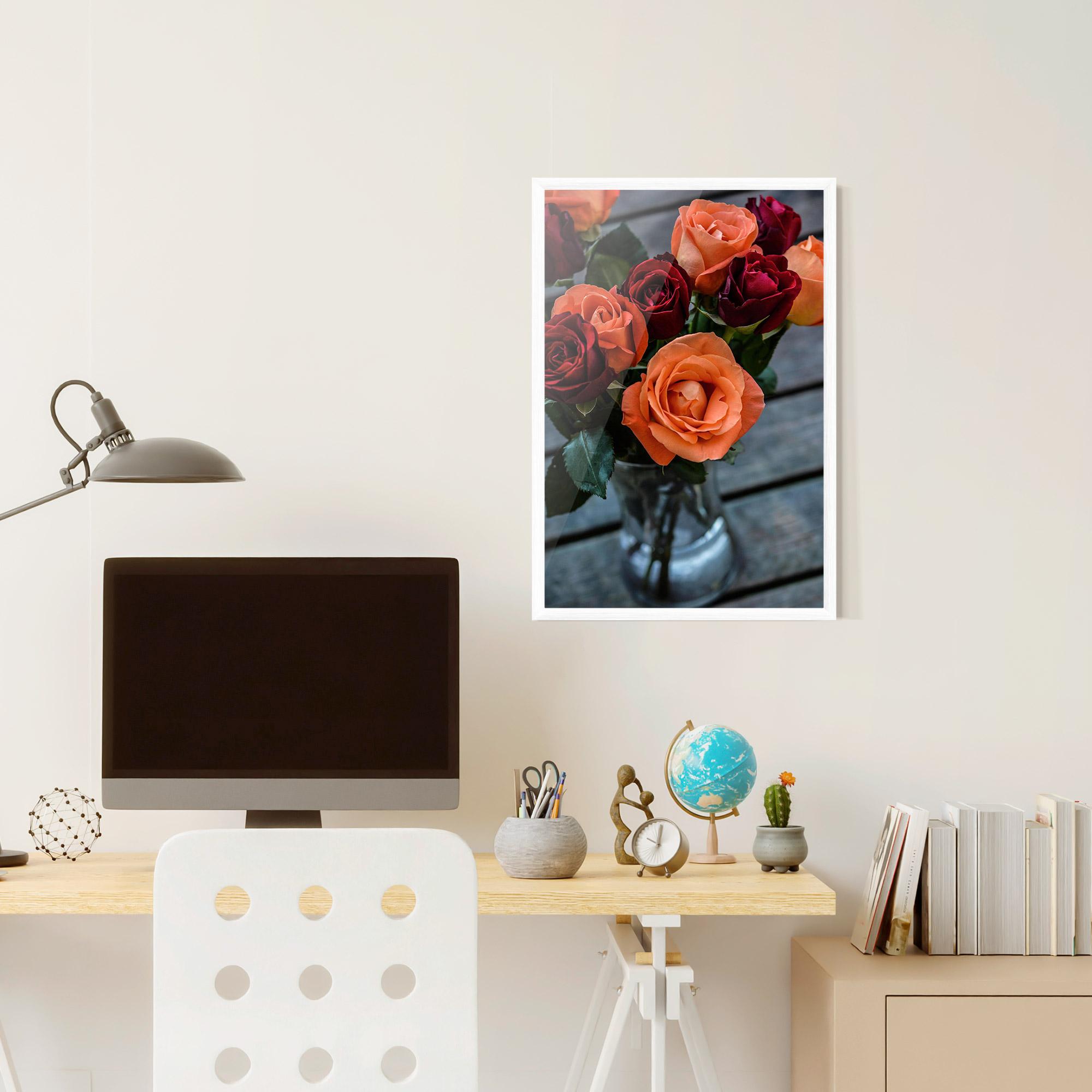 Keretezett Poszter Red Orange Roses Bouquet mockup 6