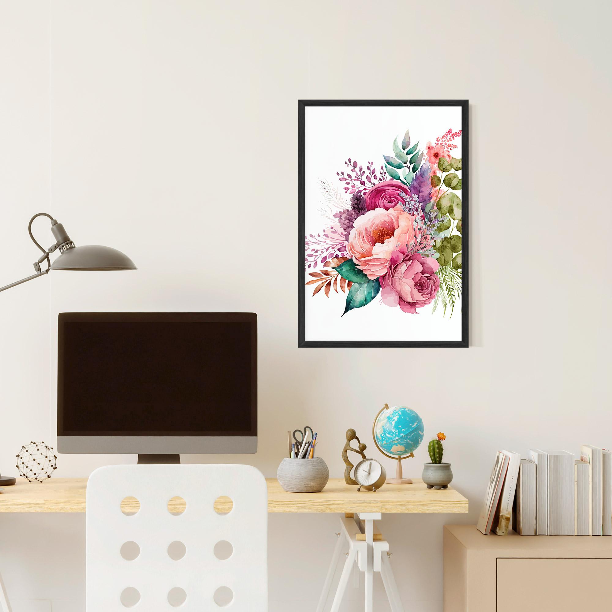 Keretezett Poszter Bouquet Of Pink Roses mockup 6