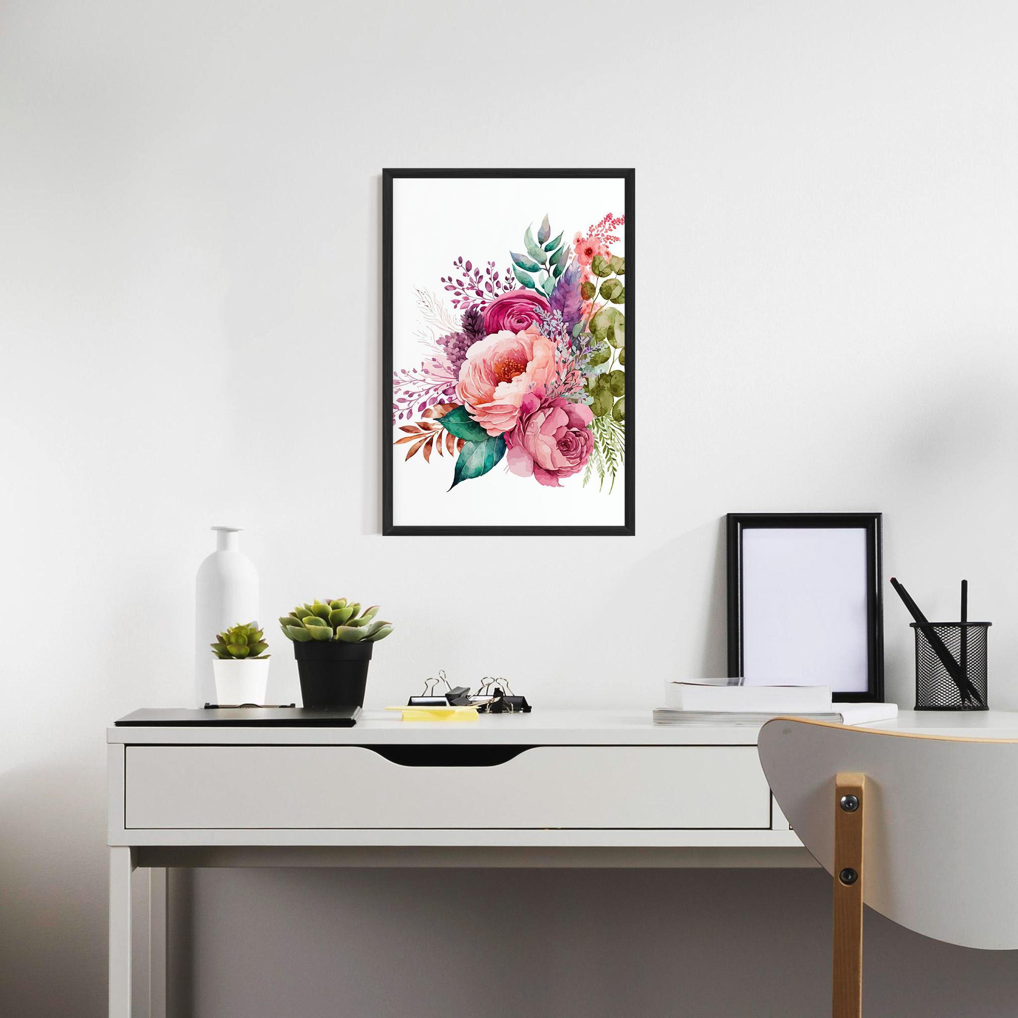 Keretezett Poszter Bouquet Of Pink Roses mockup 7