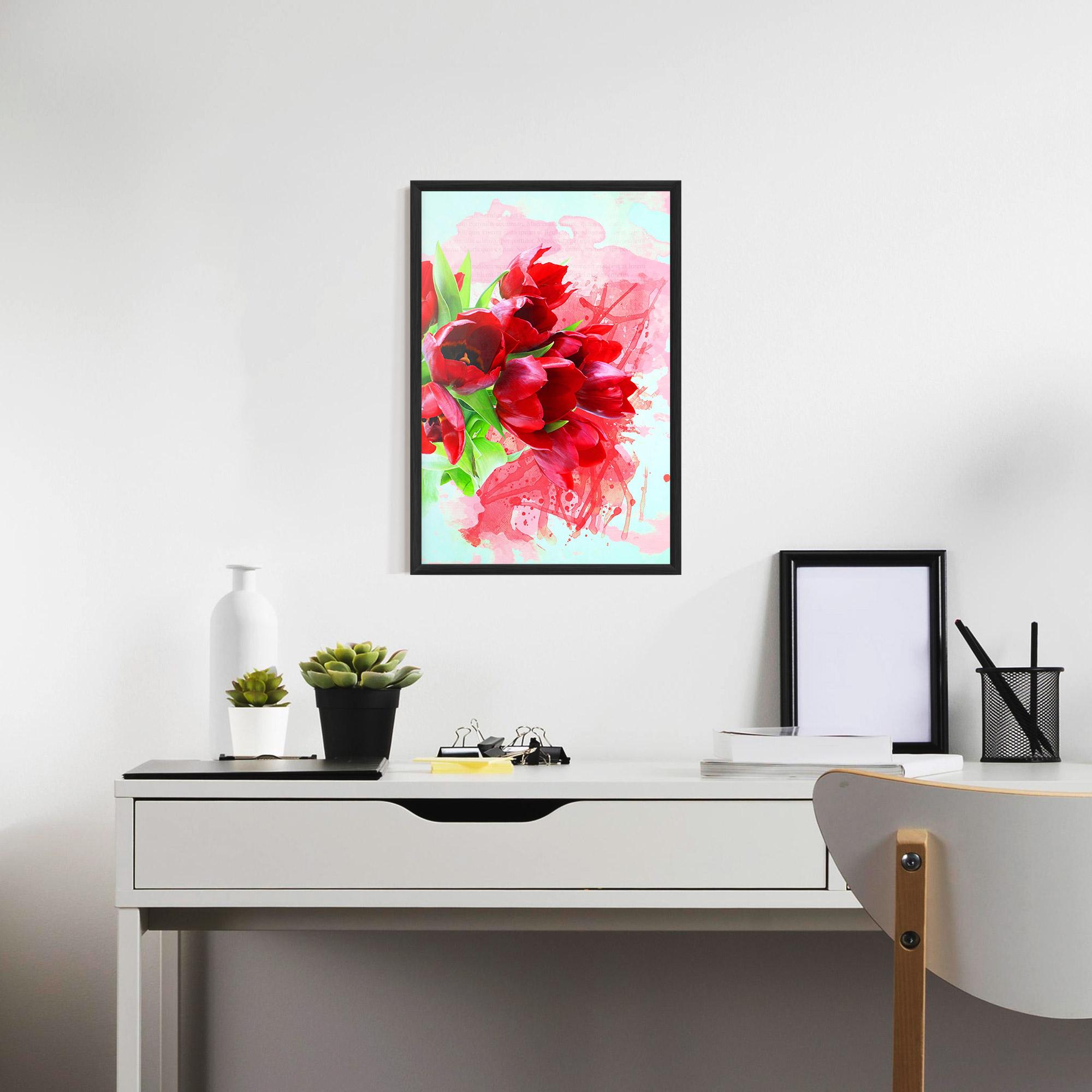 Keretezett Poszter Red Tulips Bouquet mockup 7