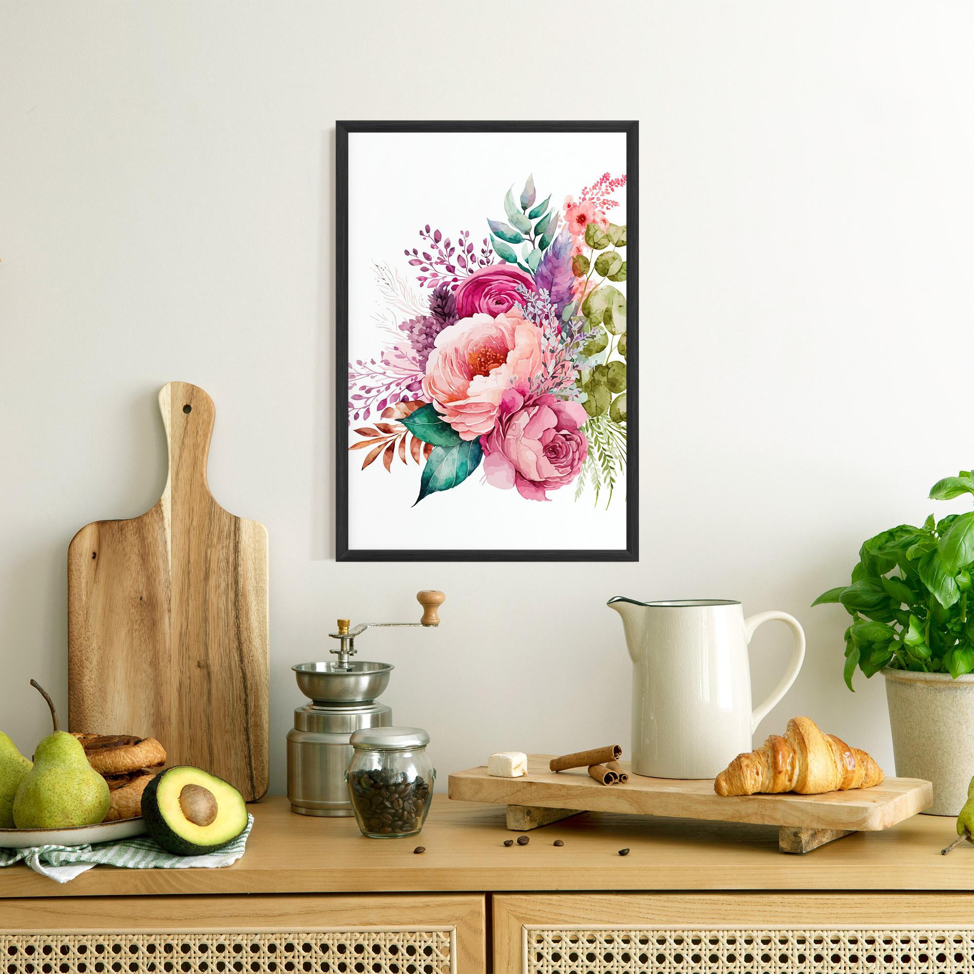 Keretezett Poszter Bouquet Of Pink Roses mockup 8