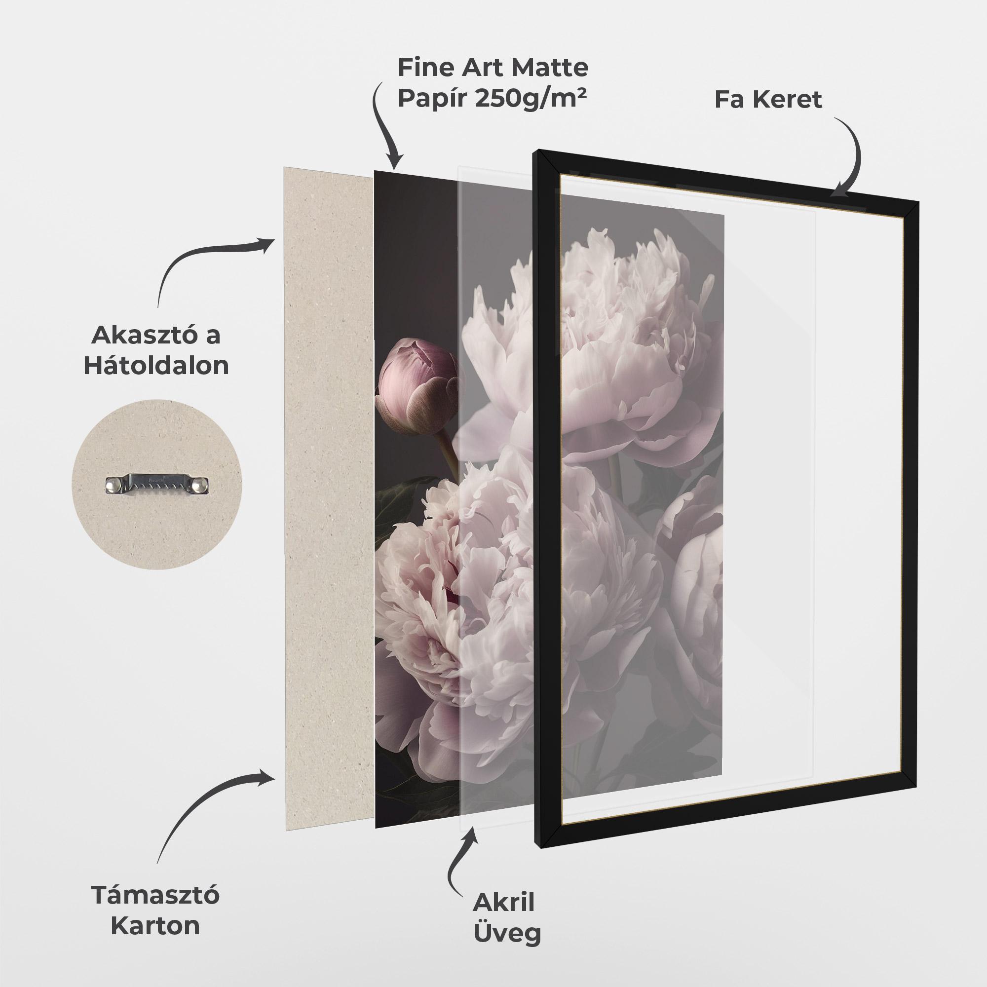 Keretezett Poszter Grey Pastel Pink Peony mockup 1