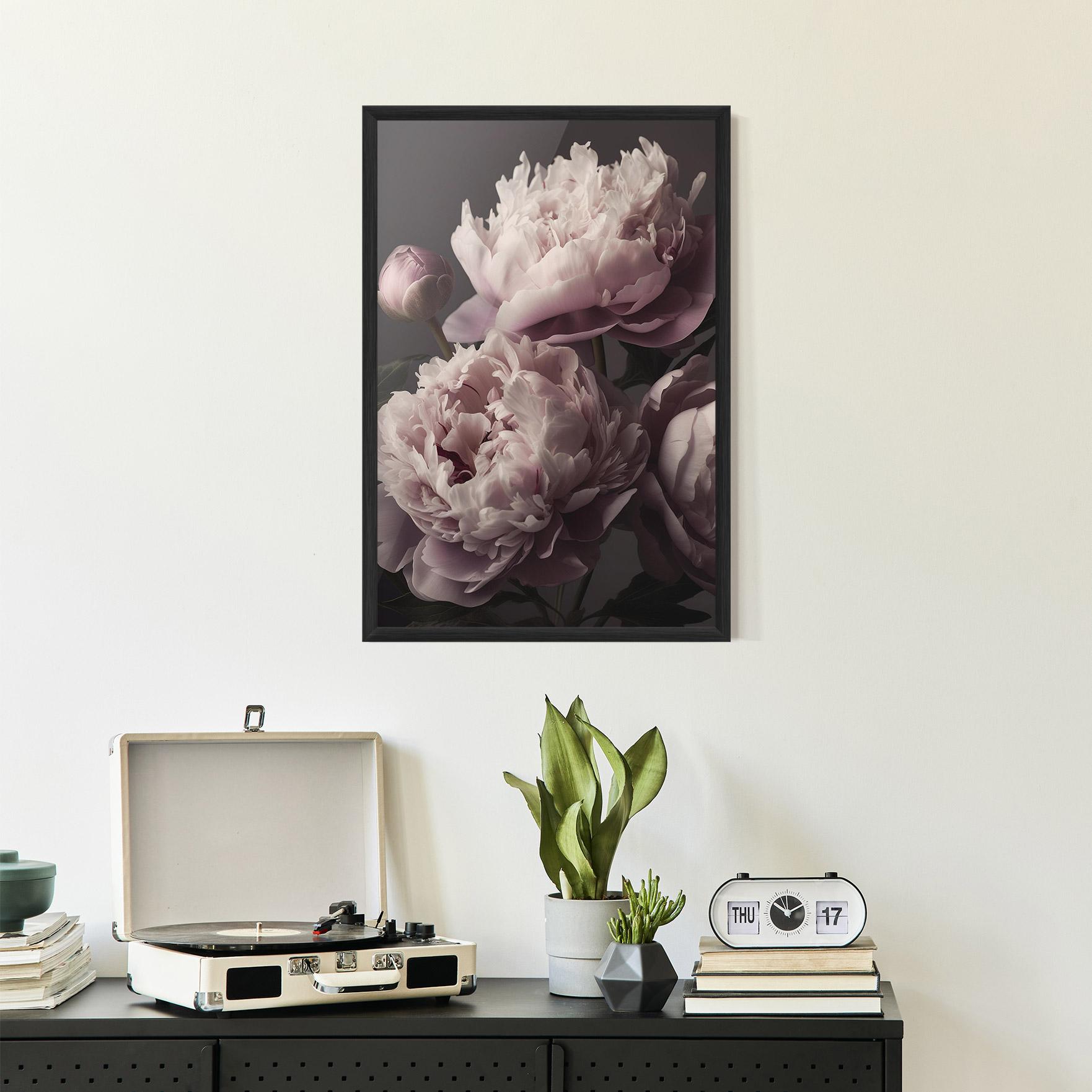 Keretezett Poszter Grey Pastel Pink Peony mockup 2