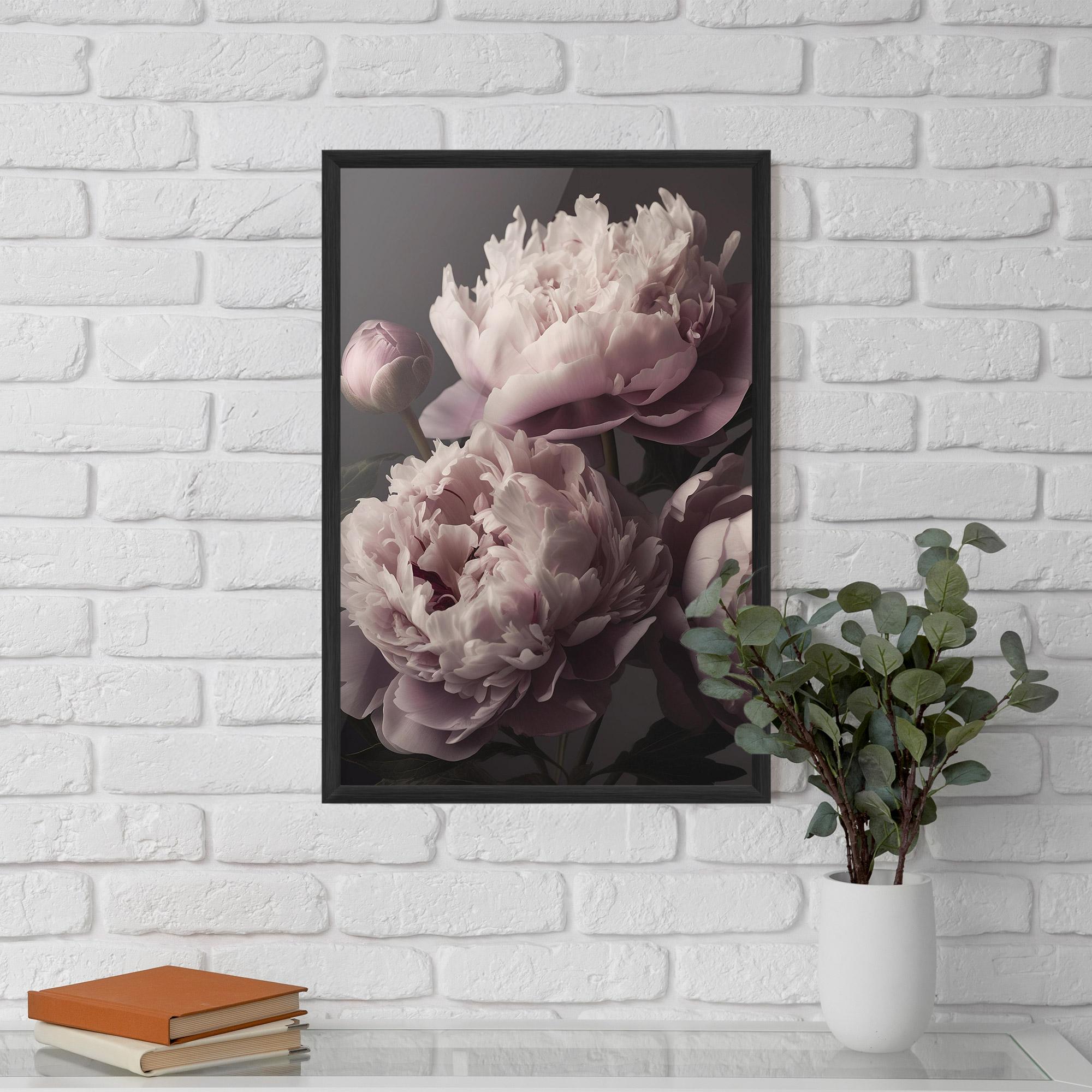 Keretezett Poszter Grey Pastel Pink Peony mockup 5