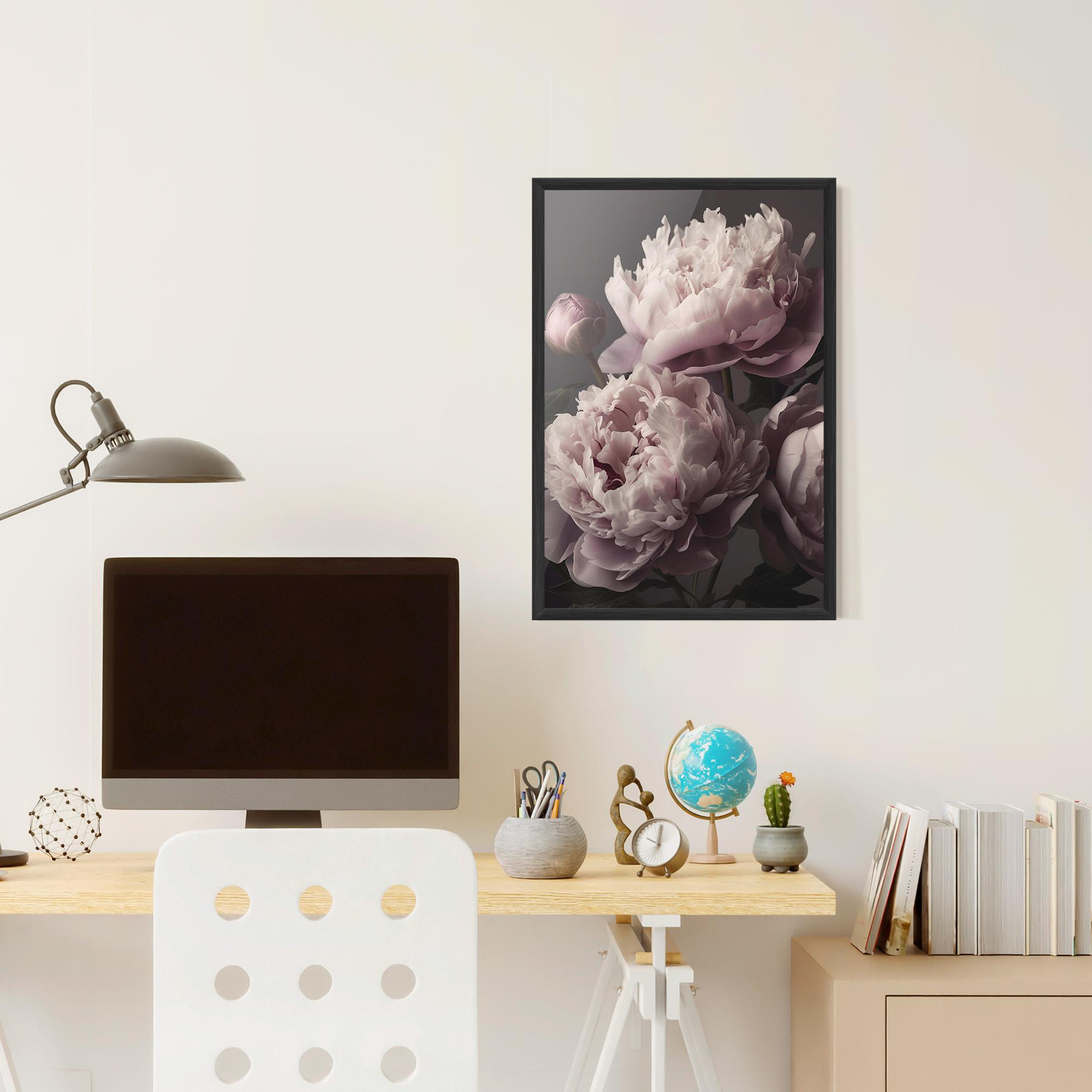 Keretezett Poszter Grey Pastel Pink Peony mockup 6
