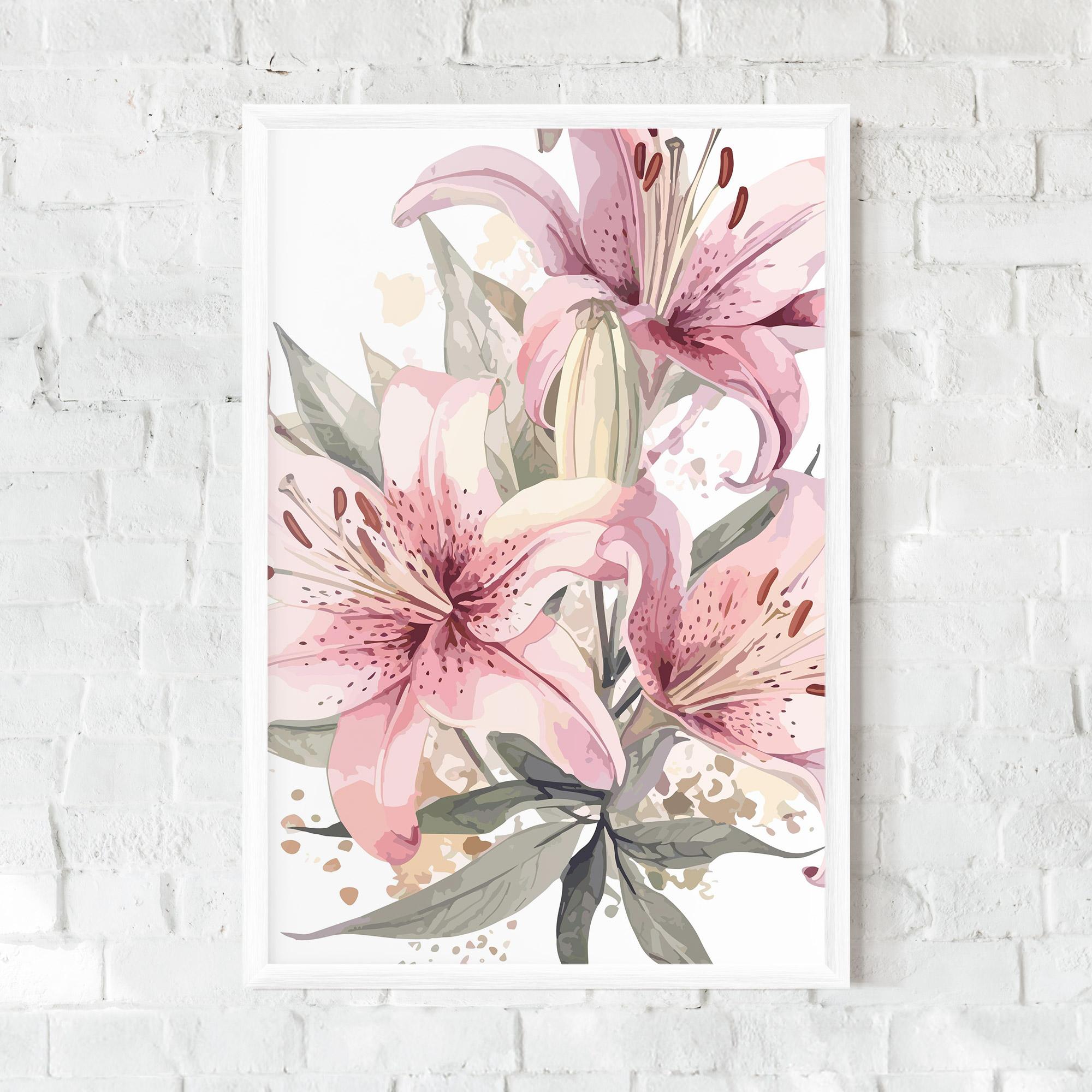 Keretezett Poszter Light Pink Lily Art mockup 0