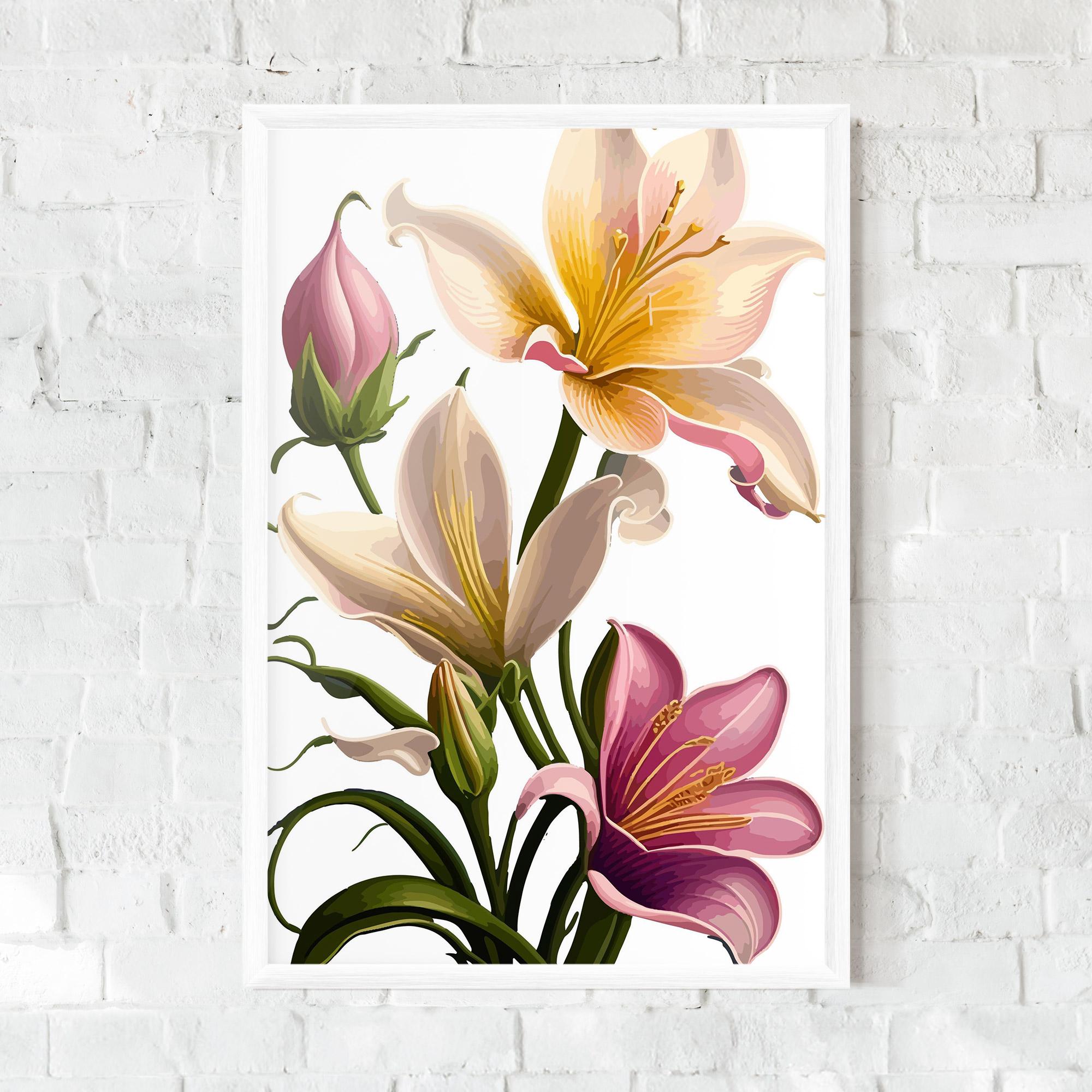 Keretezett Poszter Purple White Lily mockup 0