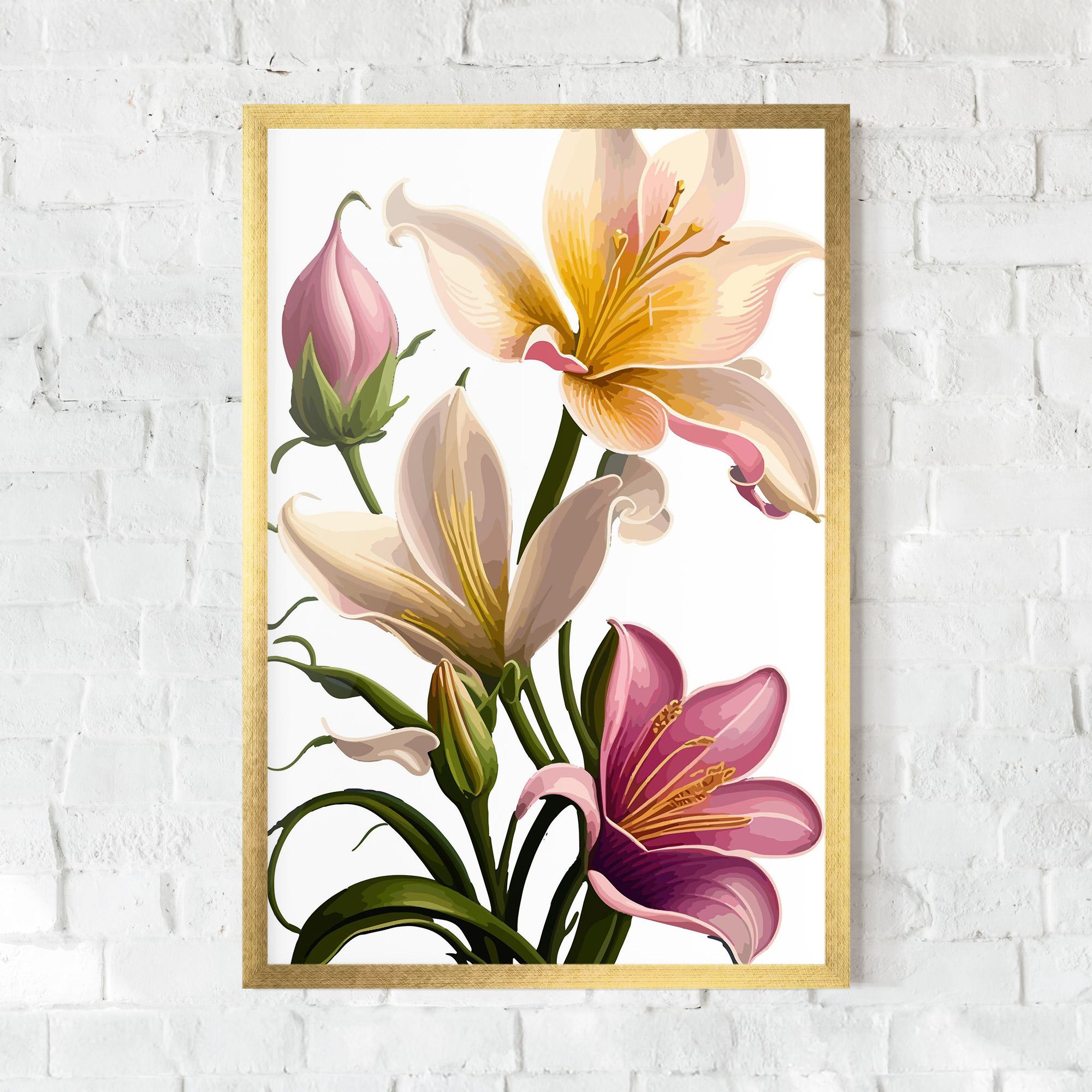 Keretezett Poszter Purple White Lily mockup 0