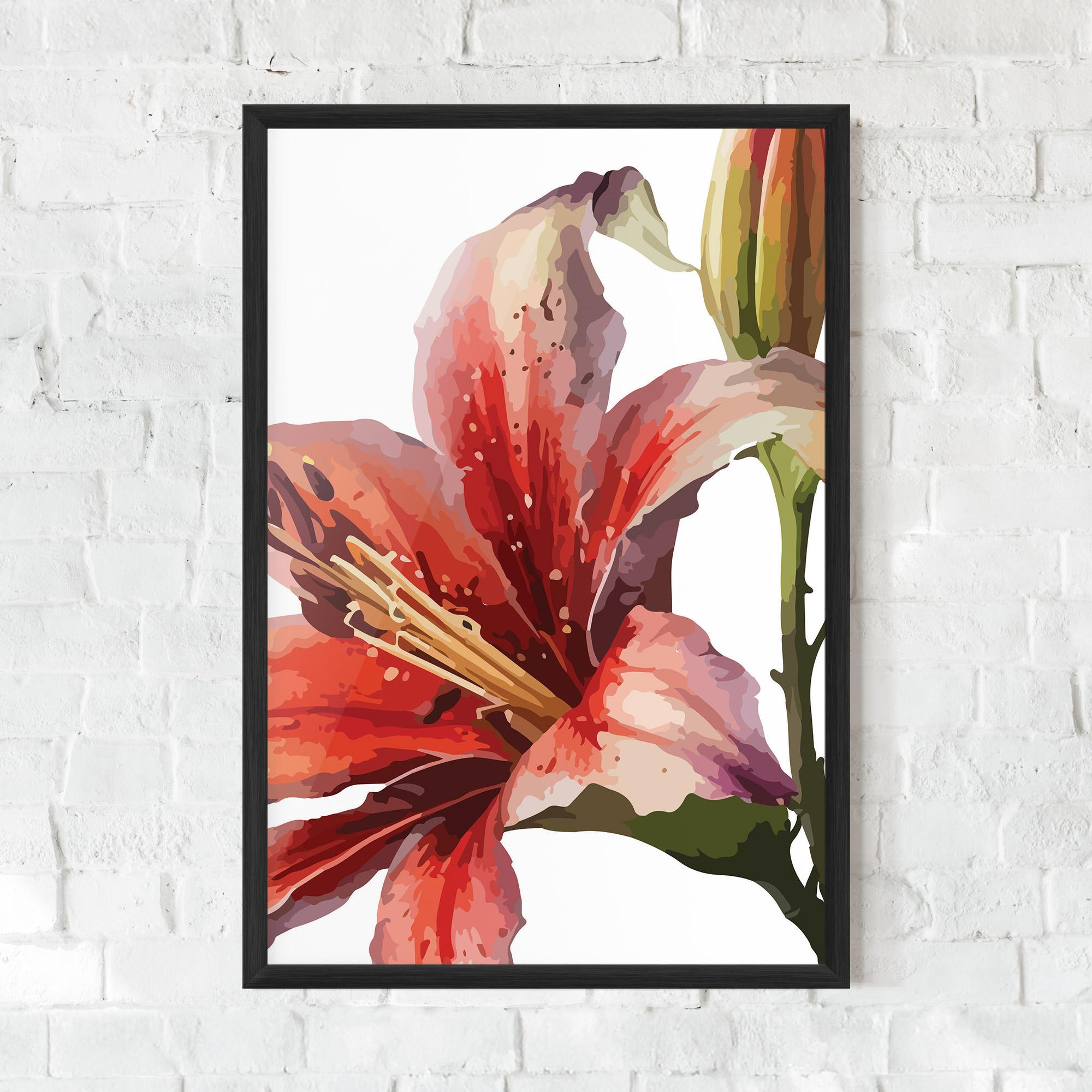 Keretezett Poszter Pretty Red Purple Lily mockup 0