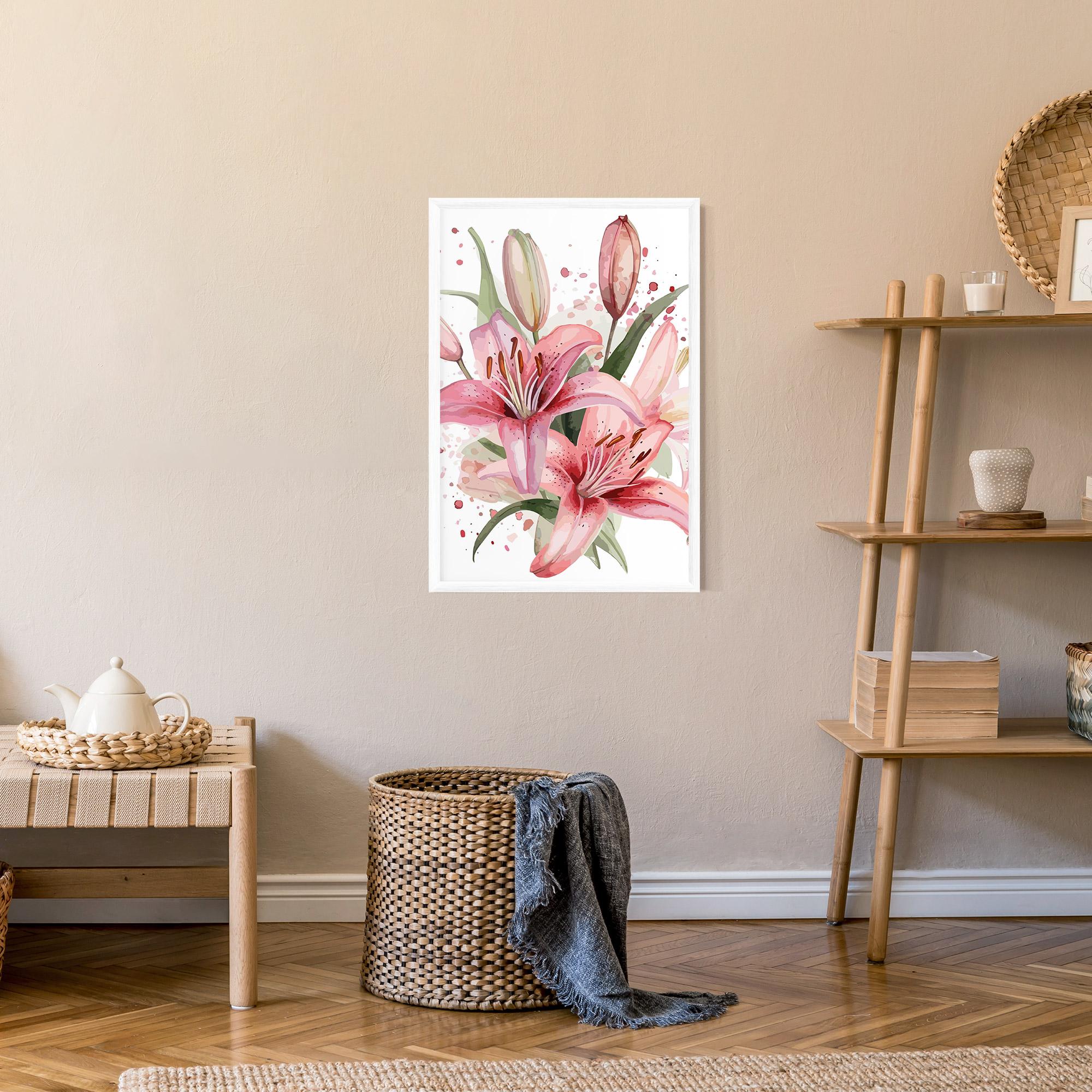 Keretezett Poszter Beautiful Pink Lily mockup 9