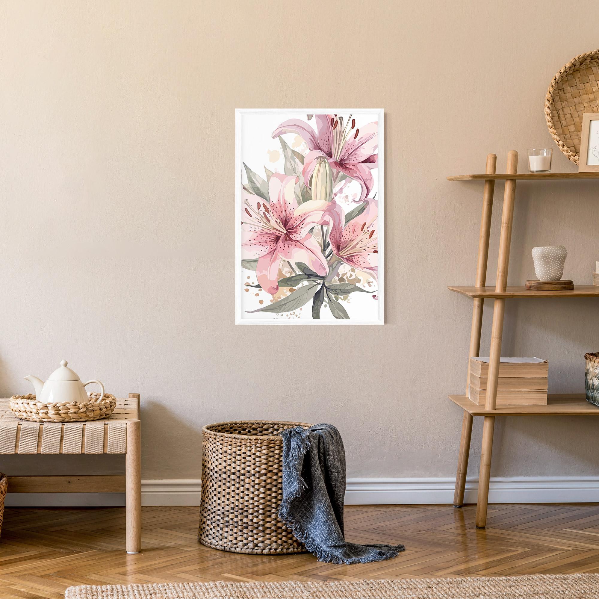 Keretezett Poszter Light Pink Lily Art mockup 9
