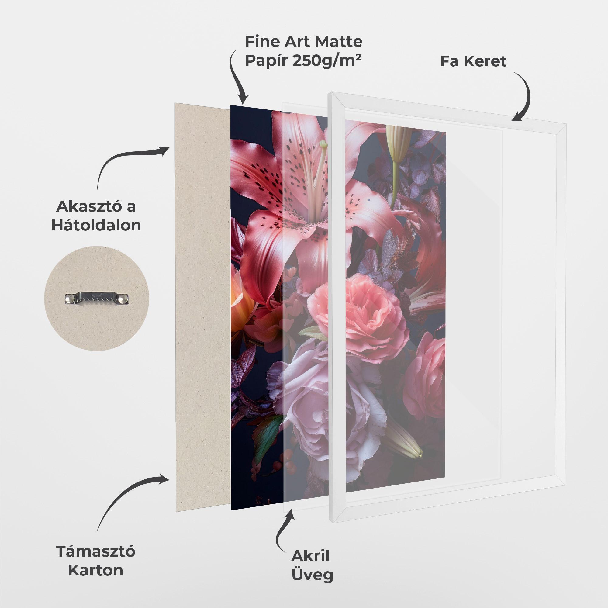 Keretezett Poszter Pink Lily Roses mockup 1