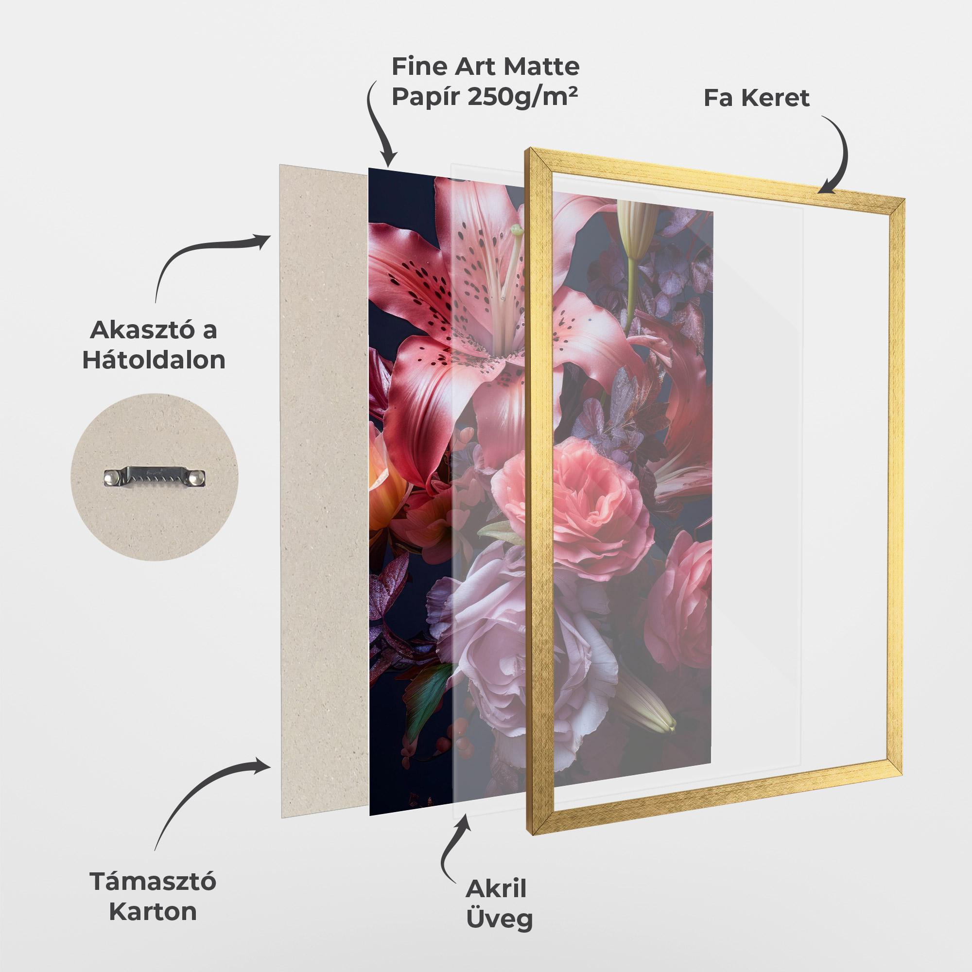 Keretezett Poszter Pink Lily Roses mockup 1