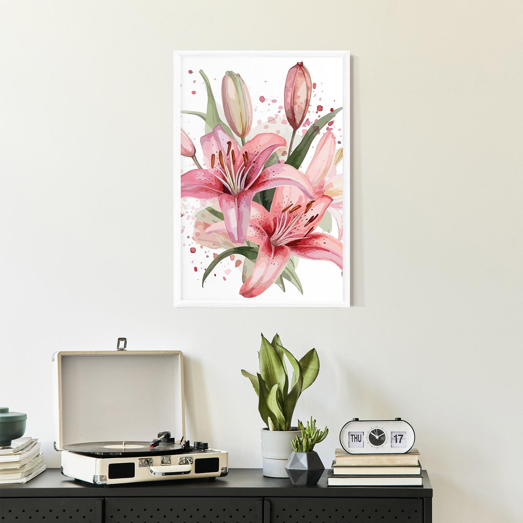 Keretezett Poszter Beautiful Pink Lily mockup 2