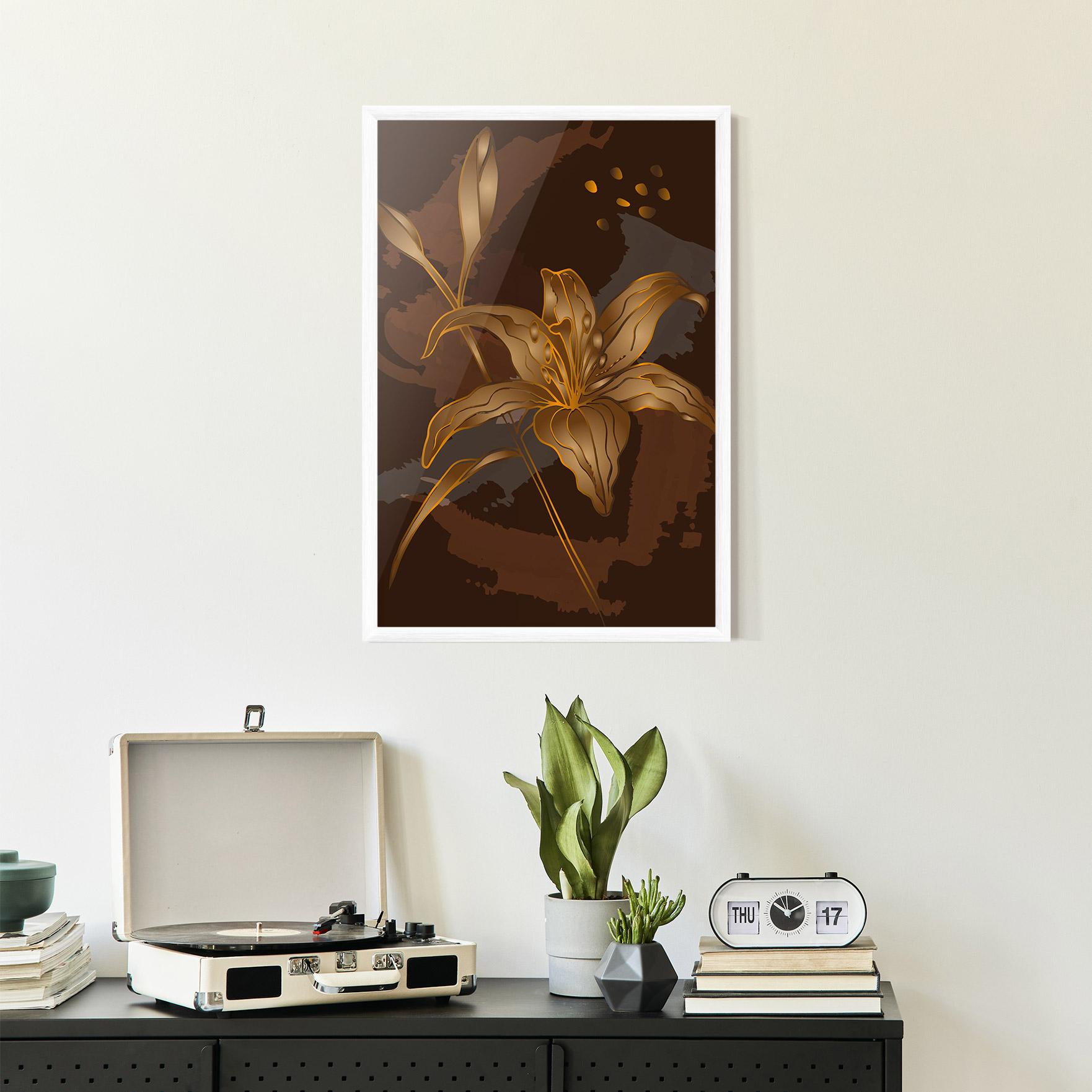 Keretezett Poszter Gold Brown Lily mockup 2