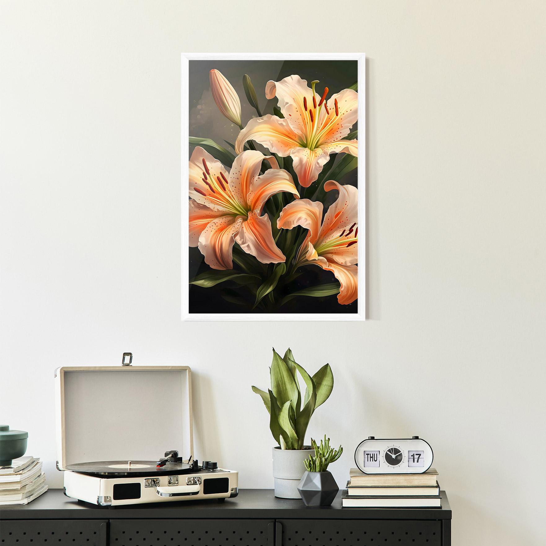 Keretezett Poszter Light Orange Lily mockup 2